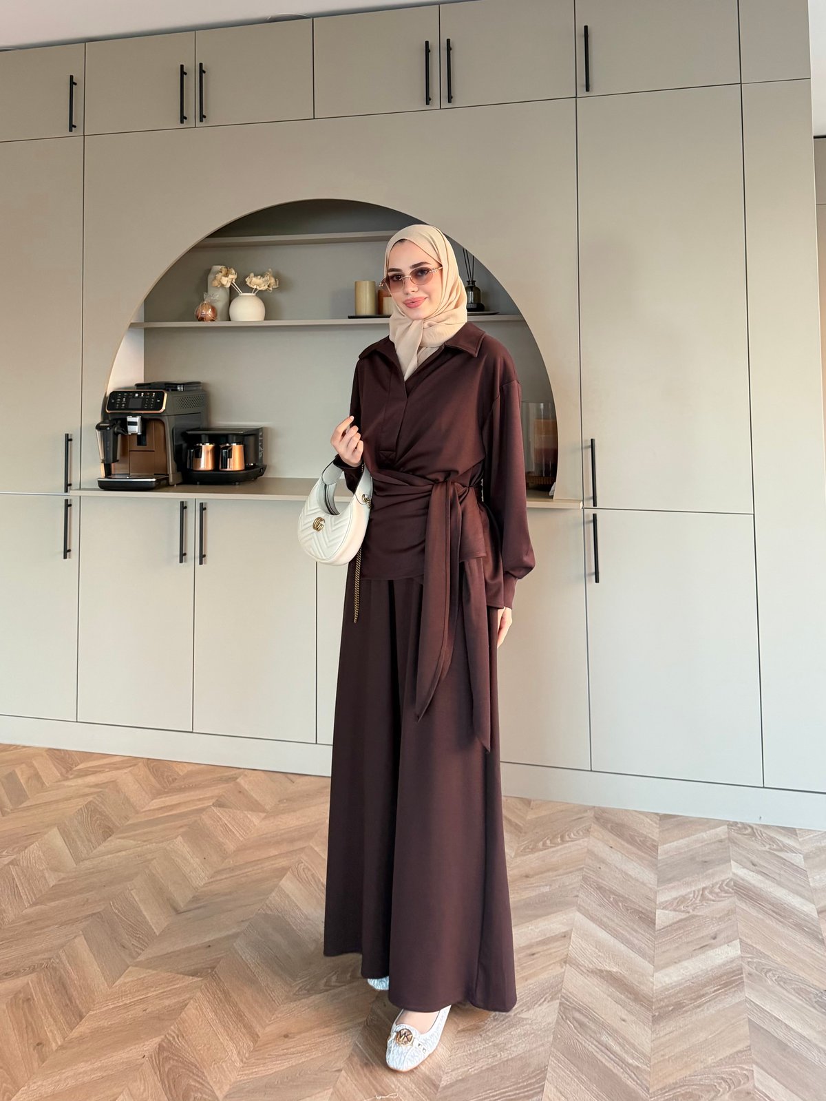 Sirius Oysh Bağlamalı Pantolonlu Takım Kahve (8025)