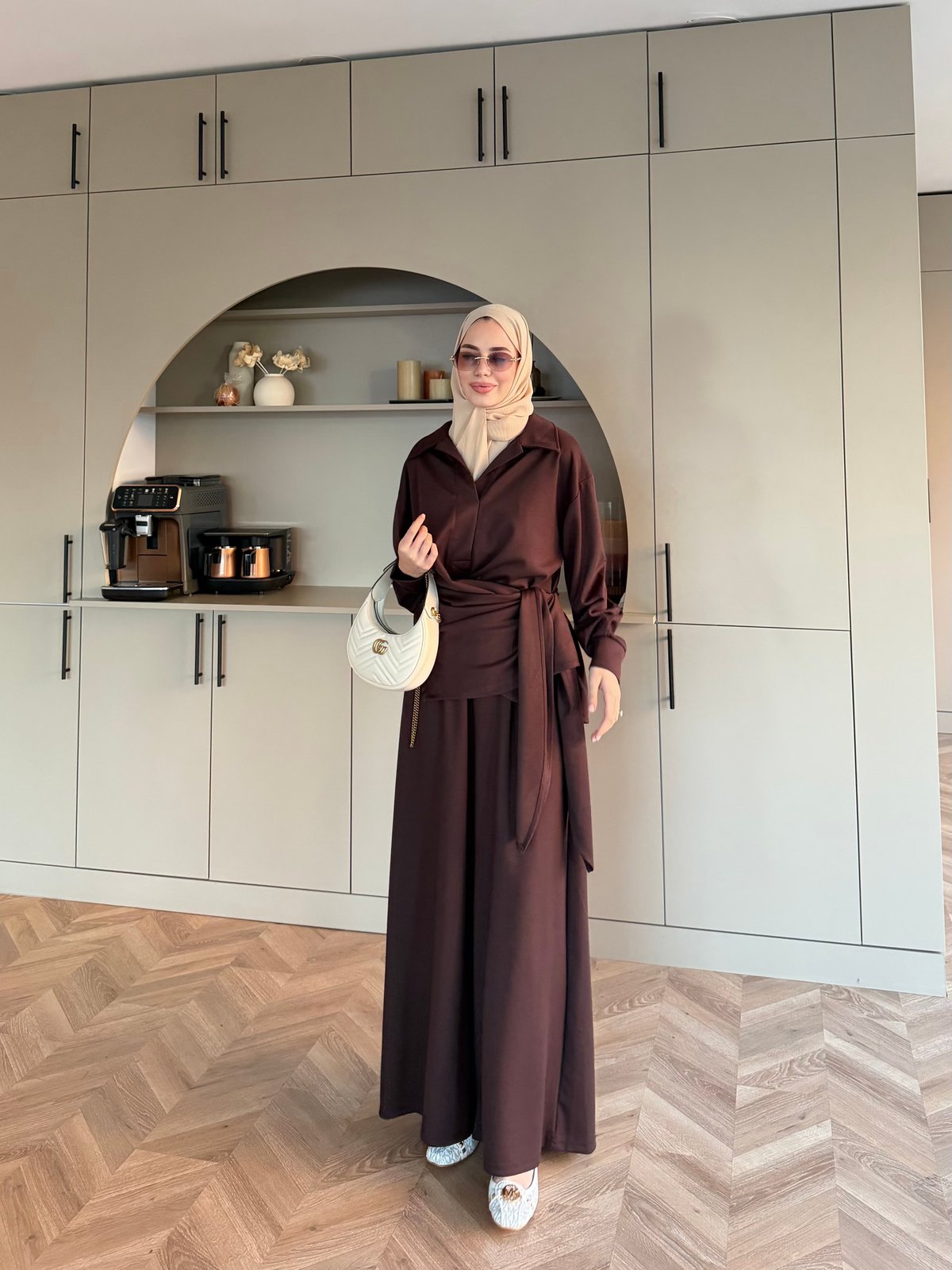 Sirius Oysh Bağlamalı Pantolonlu Takım Kahve (8025)