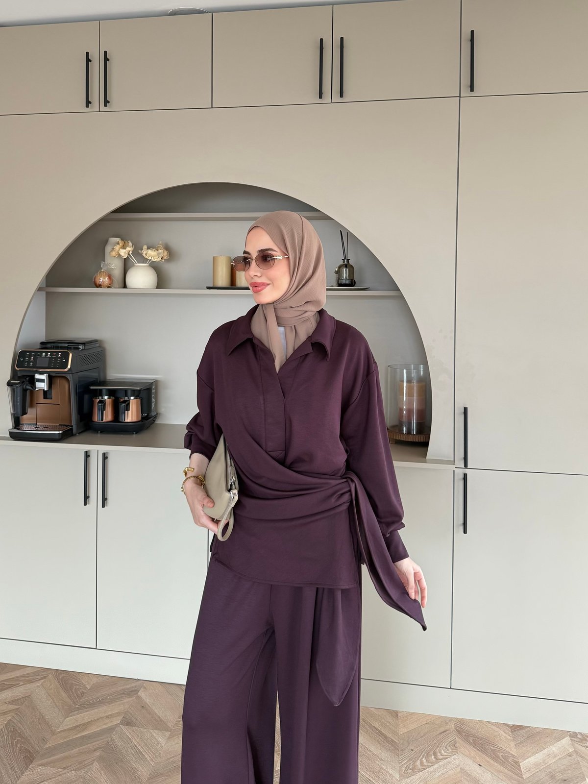 Sirius Oysh Bağlamalı Pantolonlu Takım Mürdüm (8025)