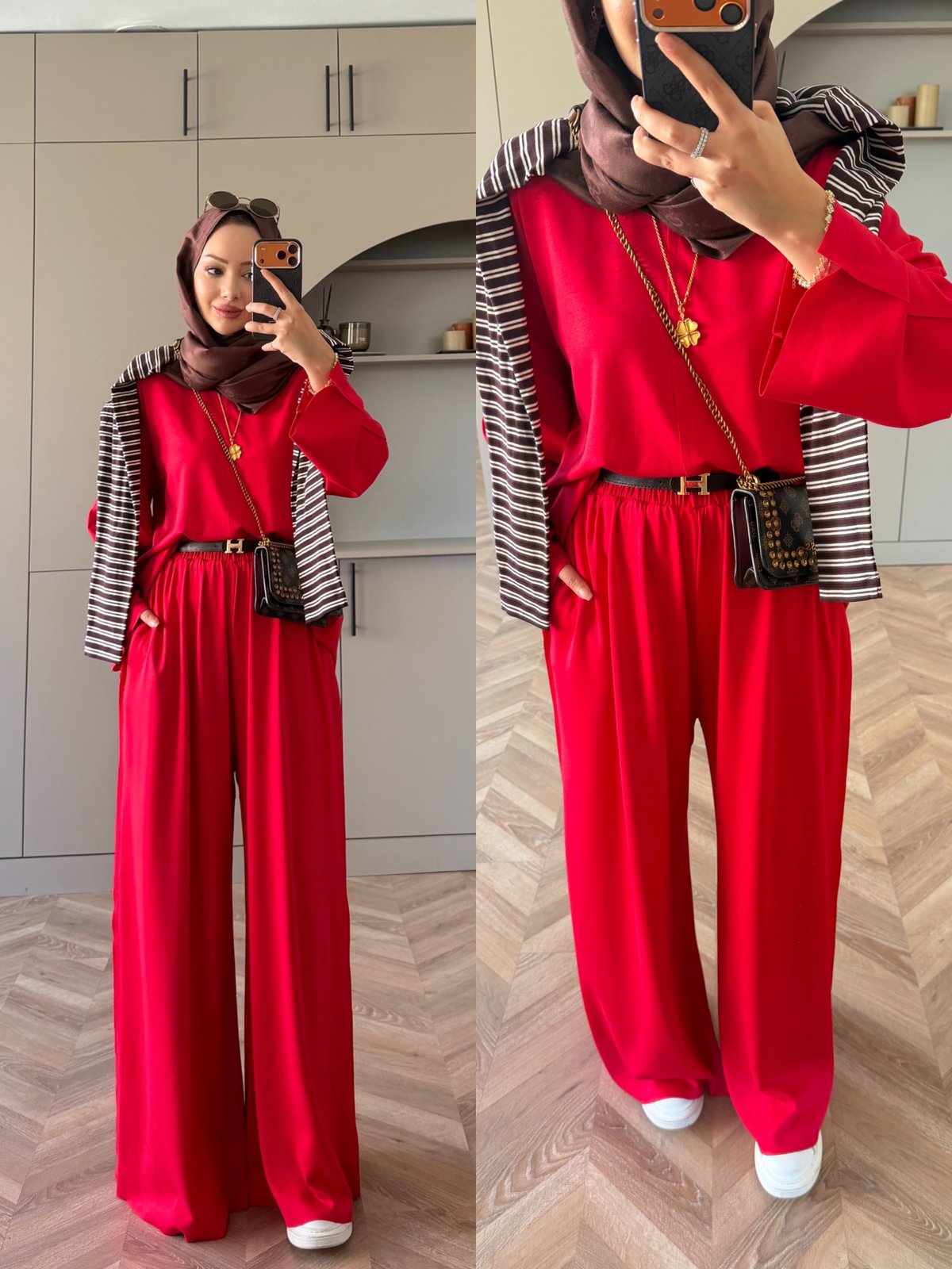 Spoon Oysh Pantolonlu Takım Kırmızı (2378)