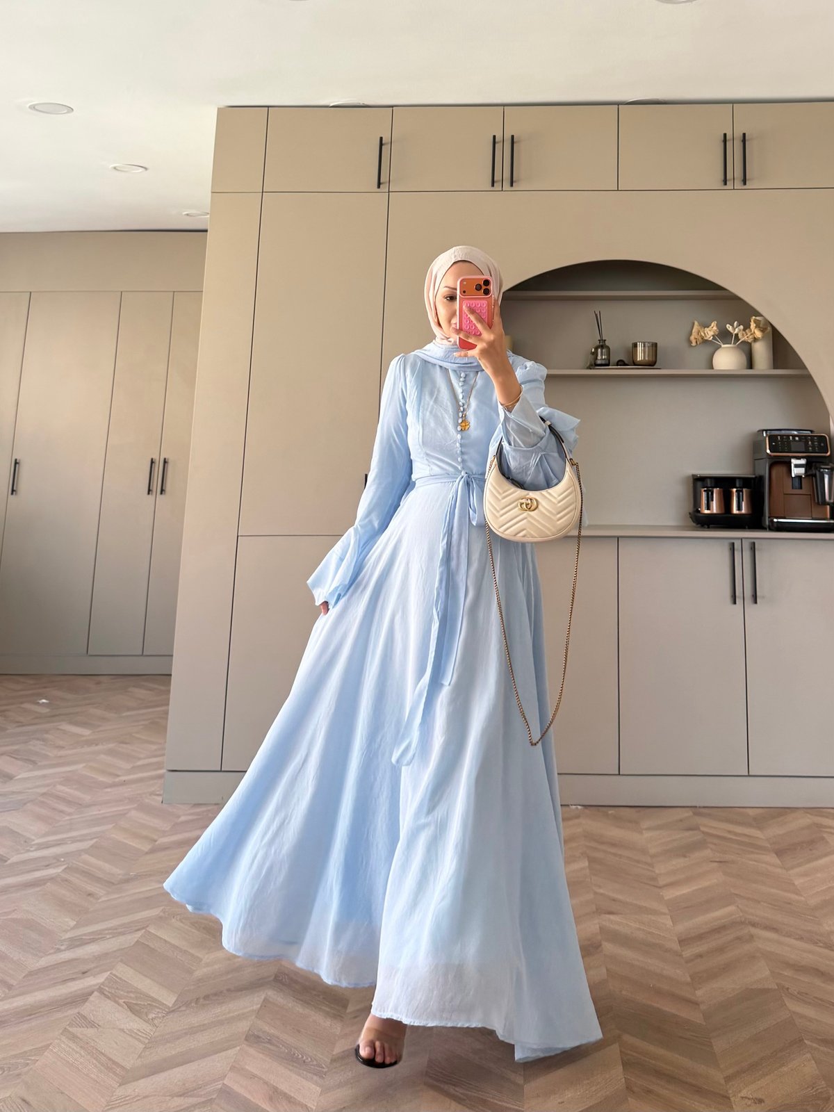 Stone Şallı Elbise Mavi (26177)