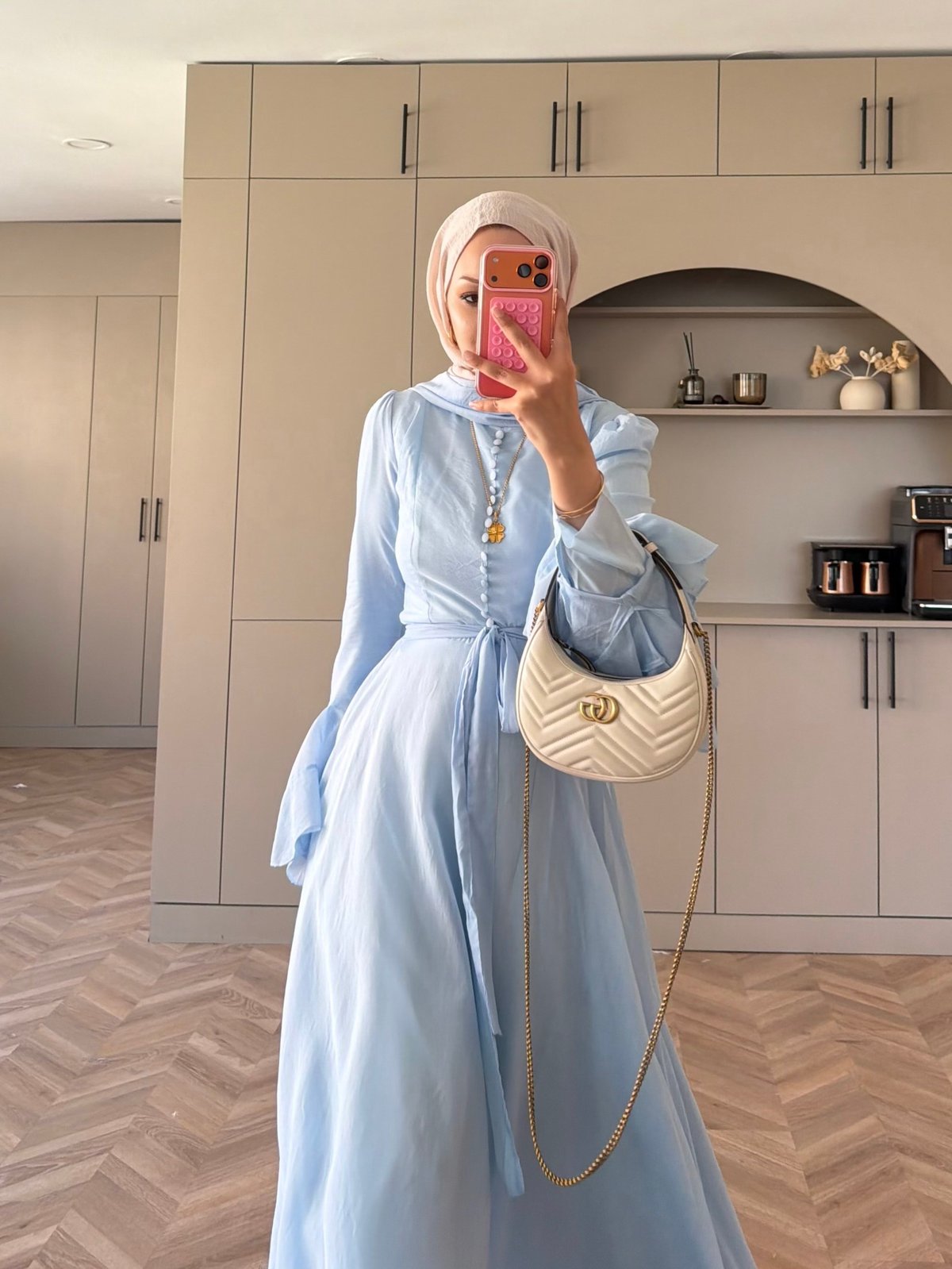 Stone Şallı Elbise Mavi (26177)