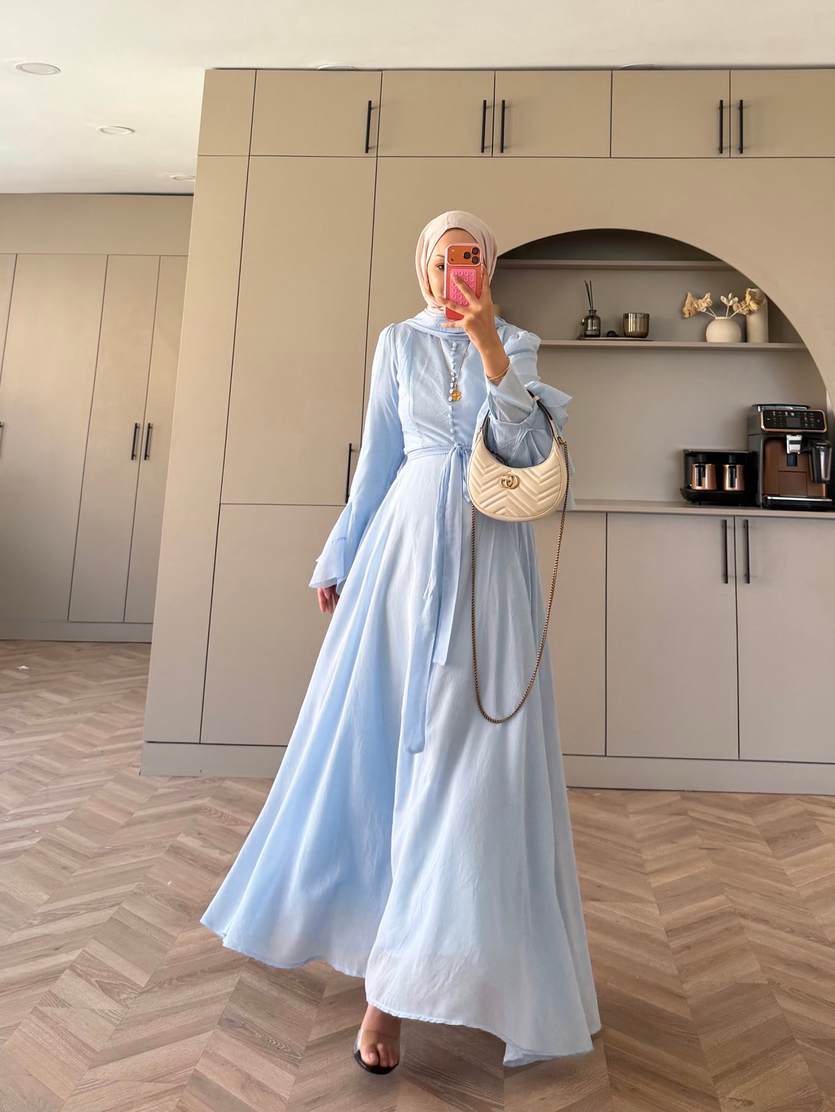 Stone Şallı Elbise Mavi (26177)