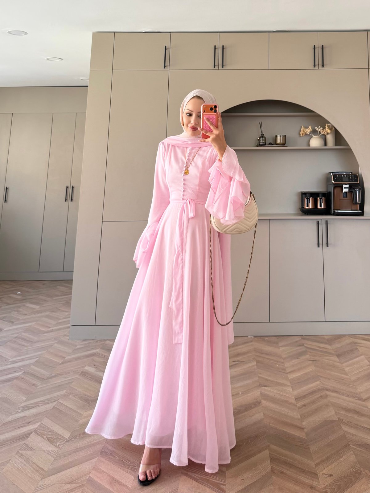 Stone Şallı Elbise Pembe (26177)