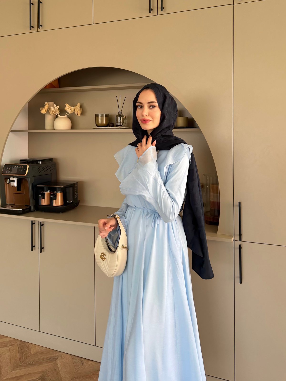 Svetlana Yaka Detaylı Elbise Mavi (4459)
