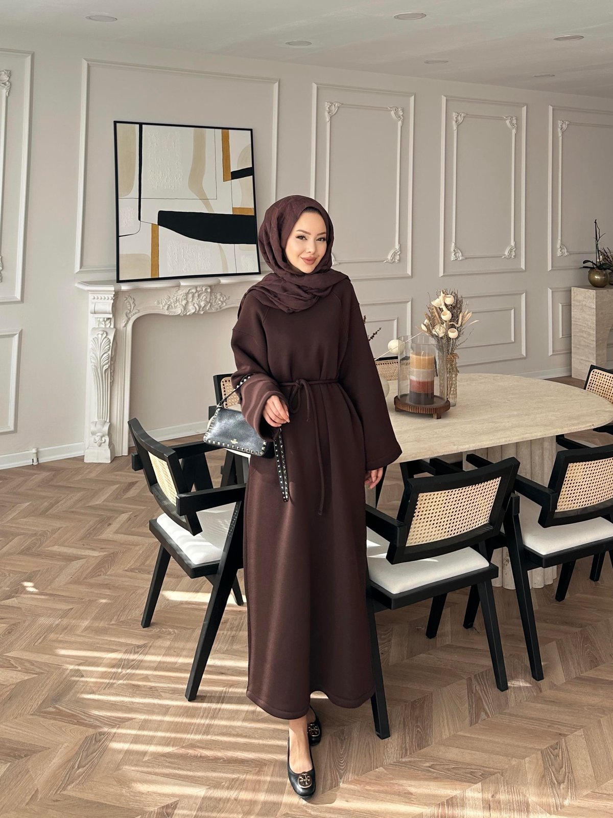 Sweat Elbise Acı Kahve