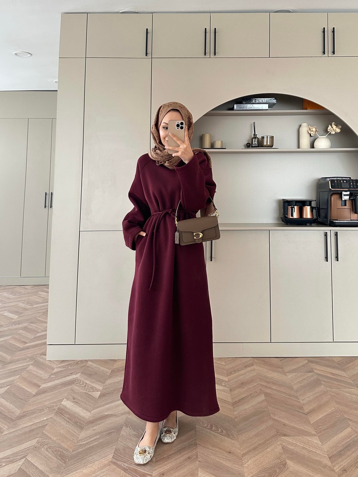 Sweat Elbise Bordo