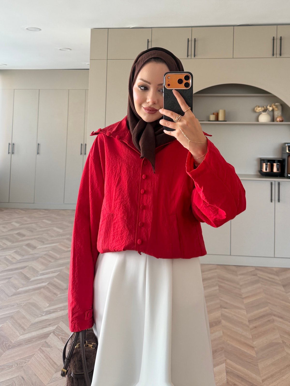 Tailor Düğmeli Yağmurluk Kırmızı (2383)