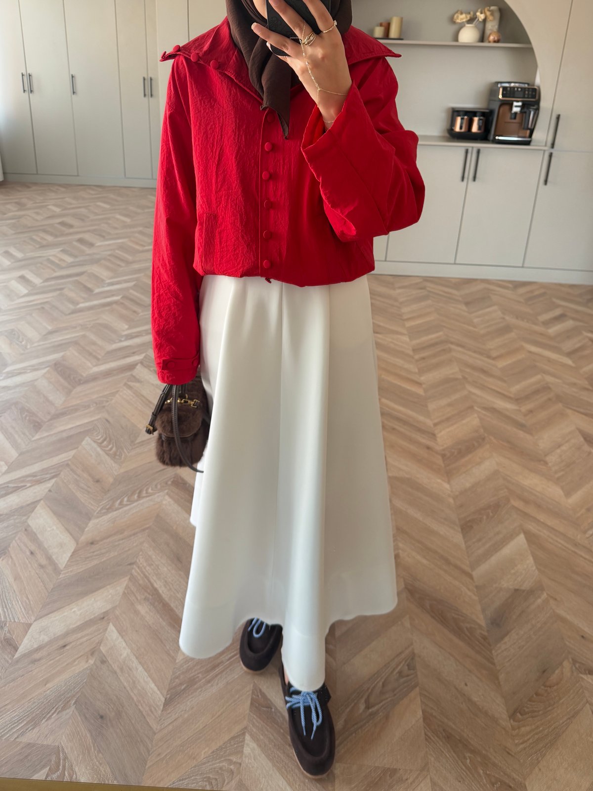 Tailor Düğmeli Yağmurluk Kırmızı (2383)