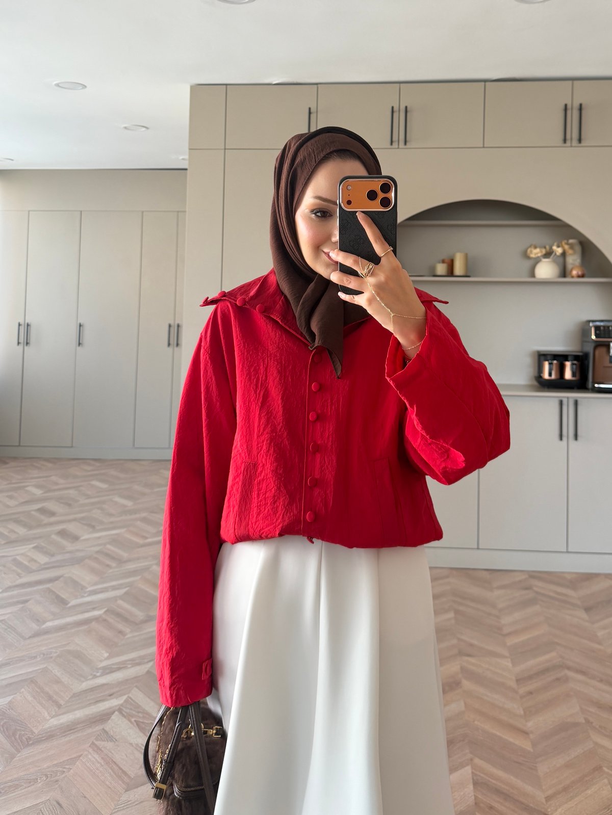 Tailor Düğmeli Yağmurluk Kırmızı (2383)