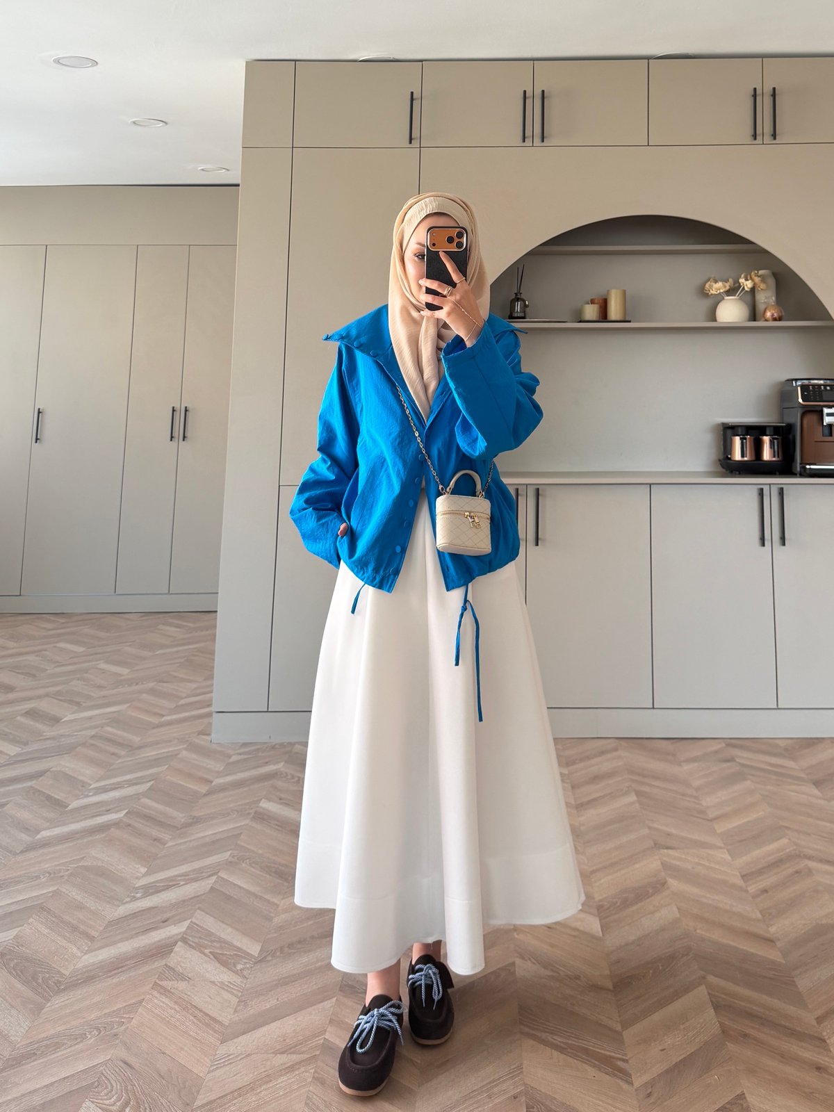 Leyla Düğmeli Yağmurluk Saks Mavisi (2383)