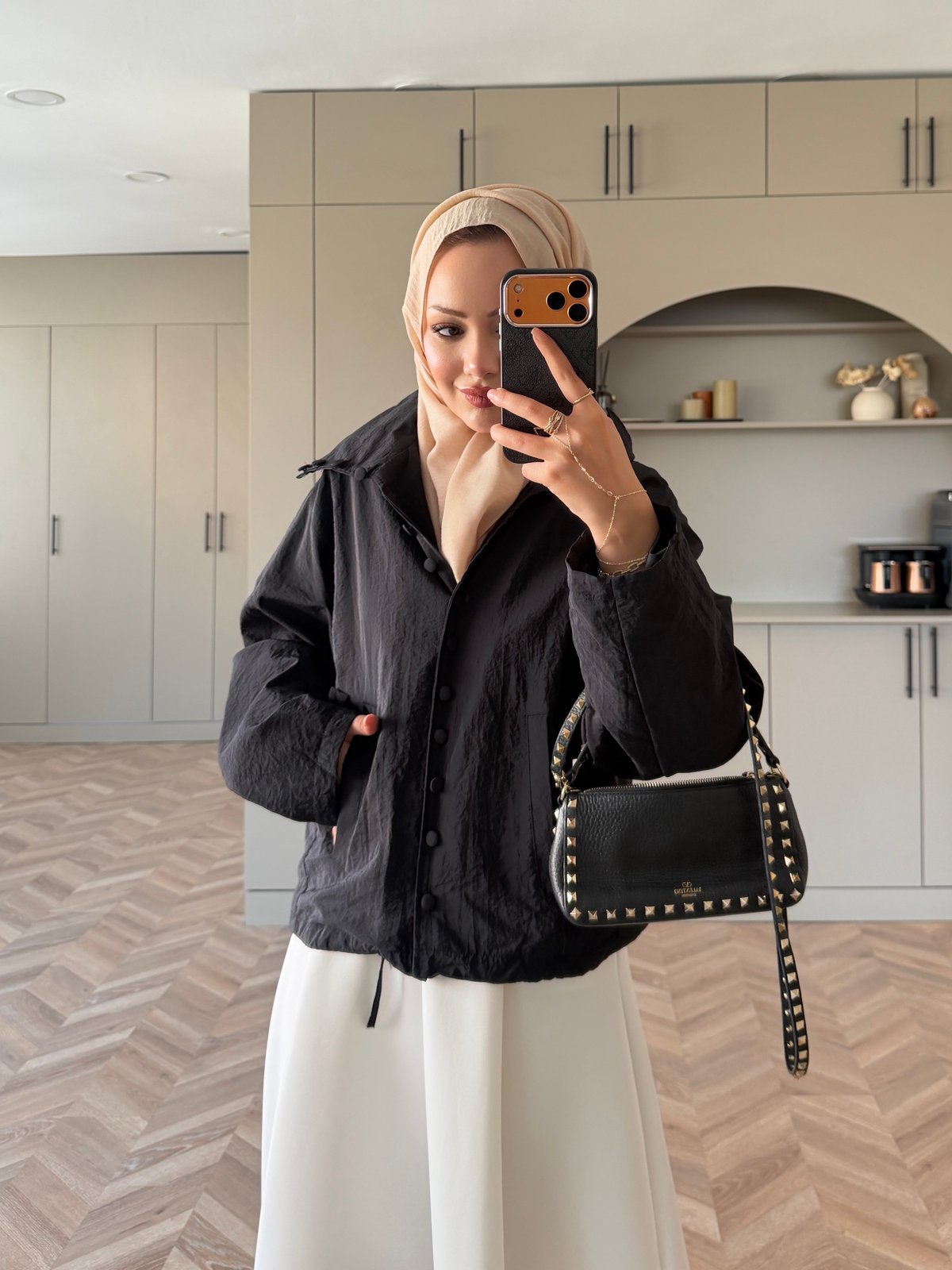 Leyla Düğmeli Yağmurluk Siyah (2383)