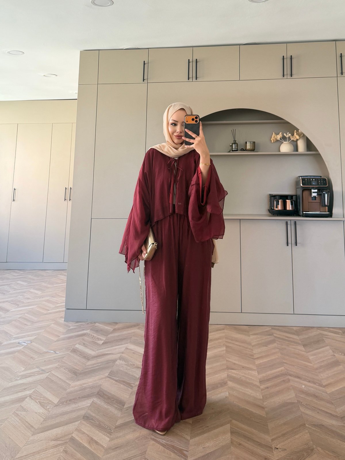 Talyra Pelerinli Pantolon Takım Bordo (5803)
