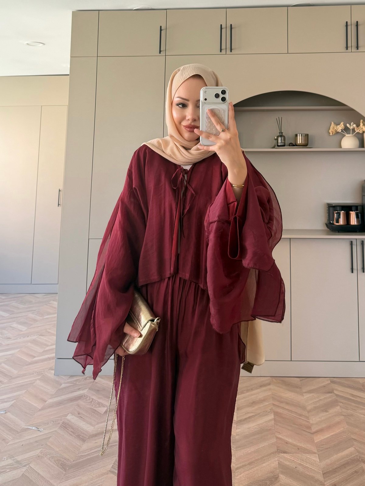 Talyra Pelerinli Pantolon Takım Bordo (5803)