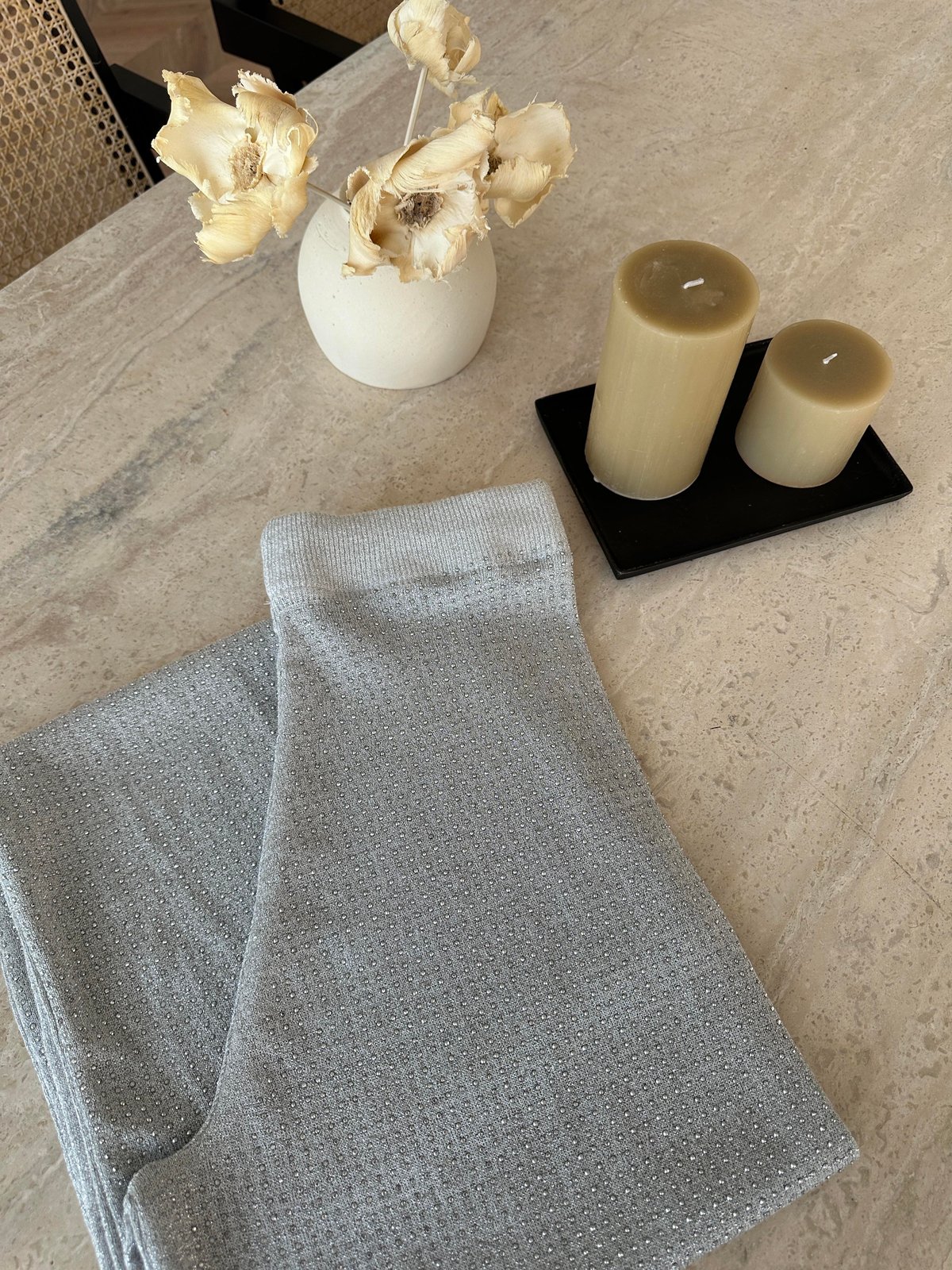 Taşlı Merserize Pantolon Ekru