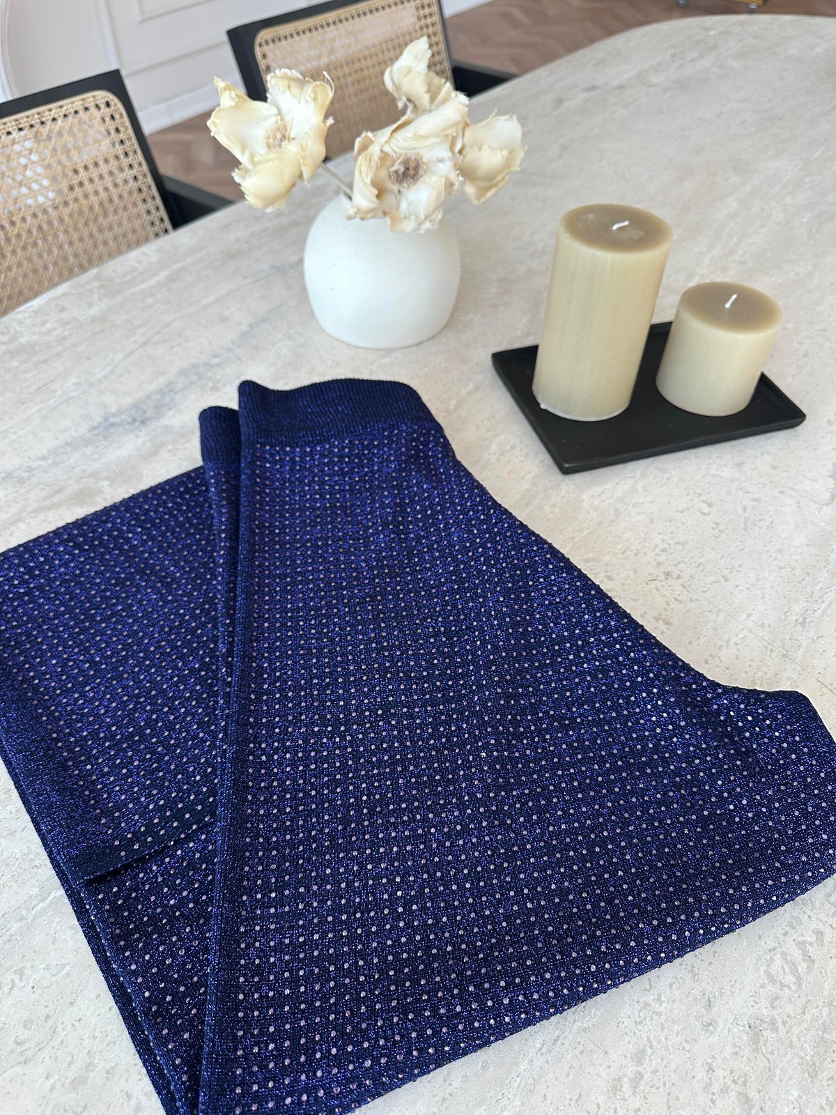 Taşlı Merserize Pantolon Lacivert
