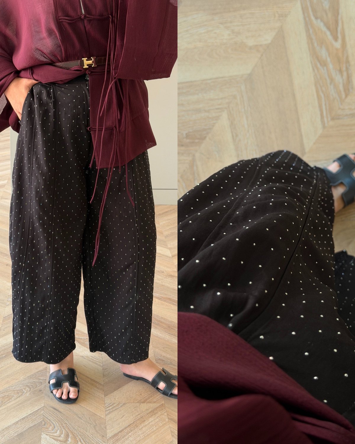 Velvet Taşlı Pantolon Siyah (006)