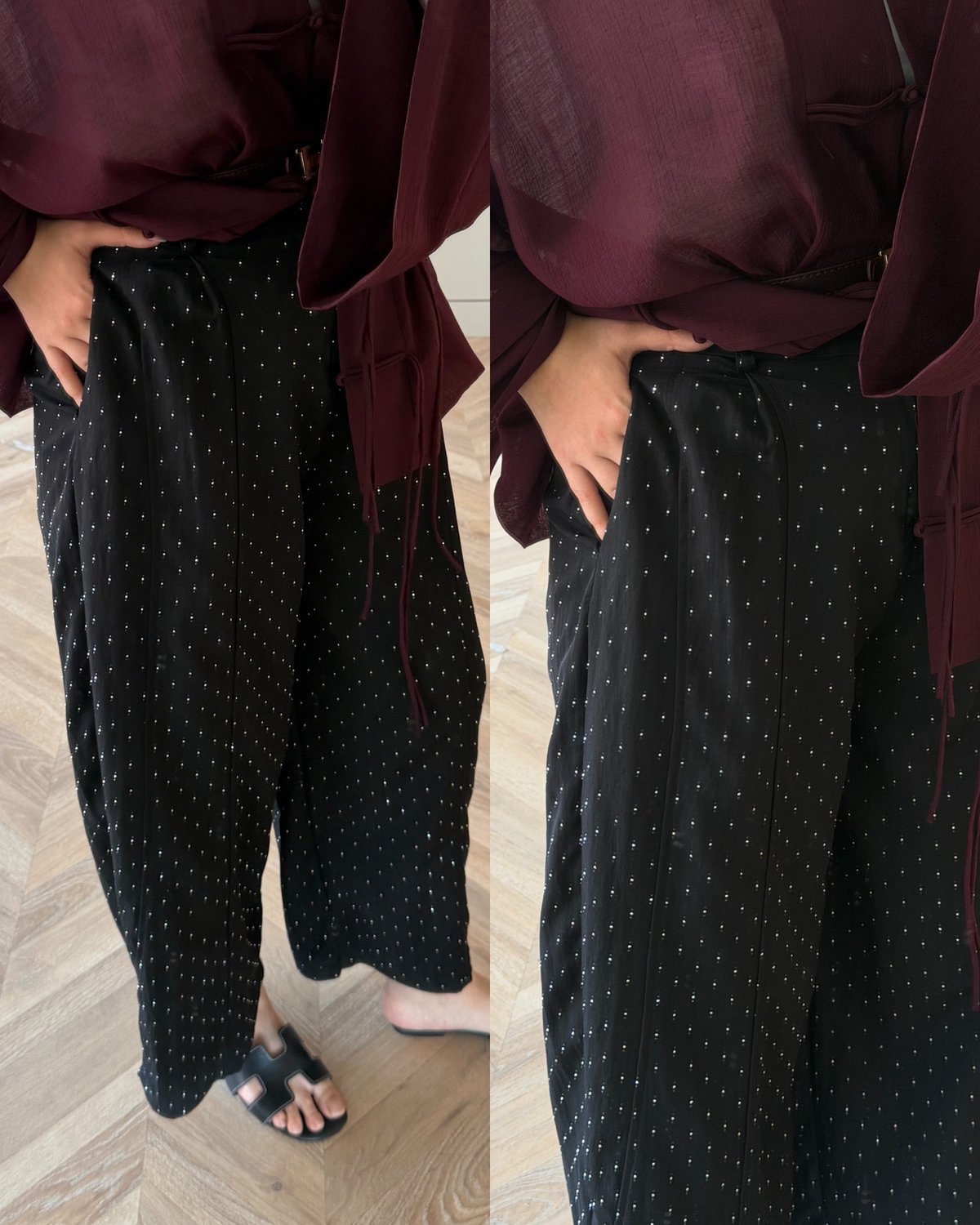 Velvet Taşlı Pantolon Siyah (006)