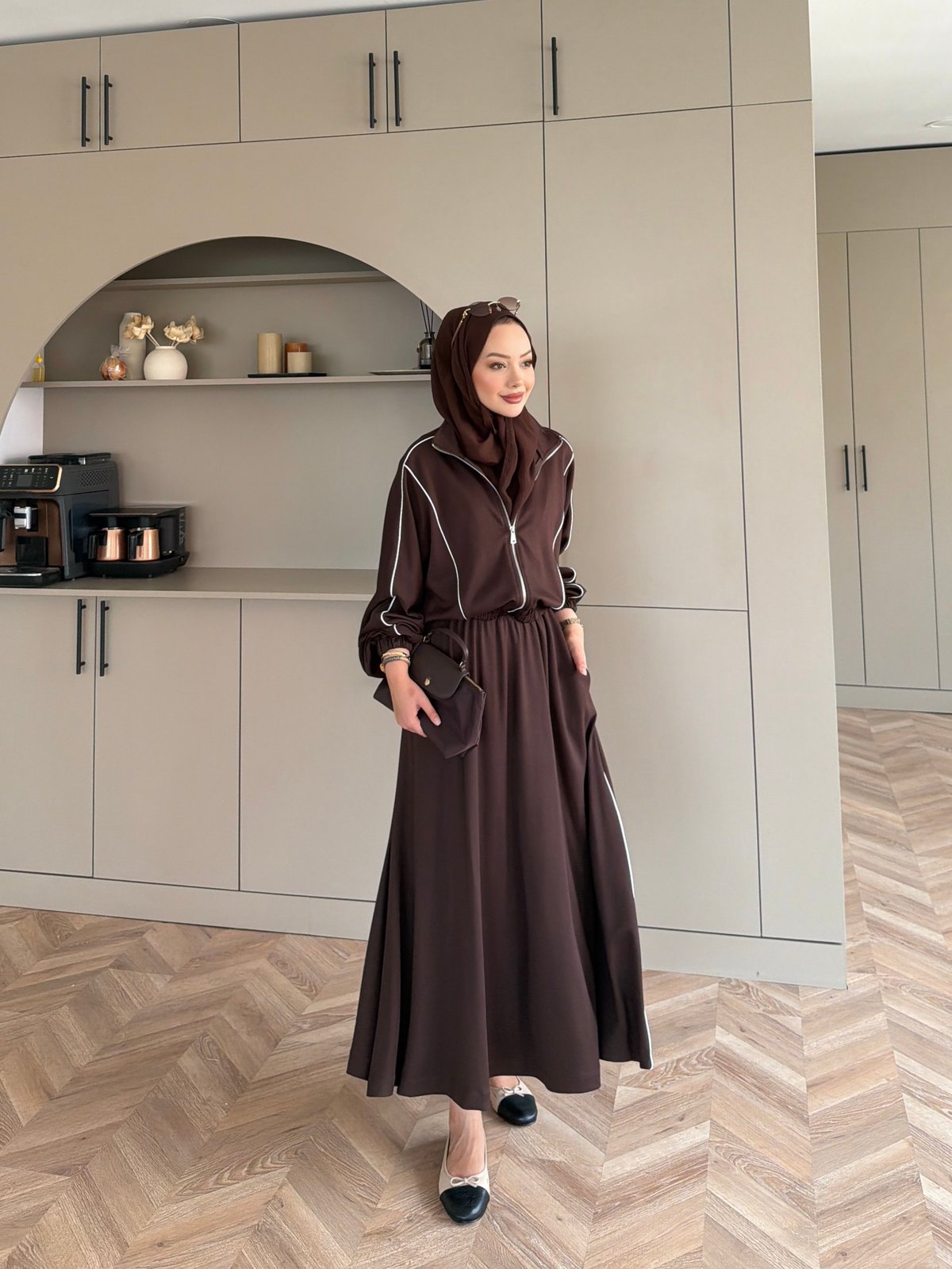Tiana Oysh Etekli Takım Kahve (4553)
