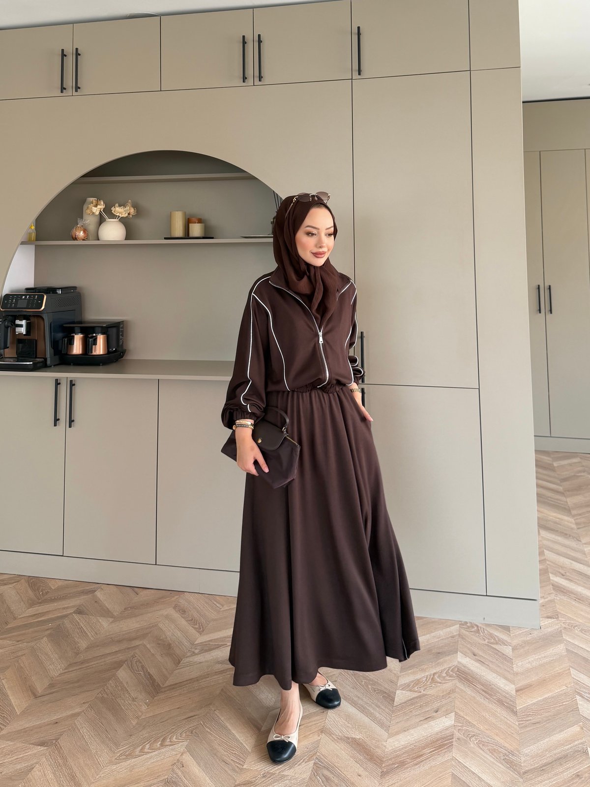 Tiana Oysh Etekli Takım Kahve (4553)