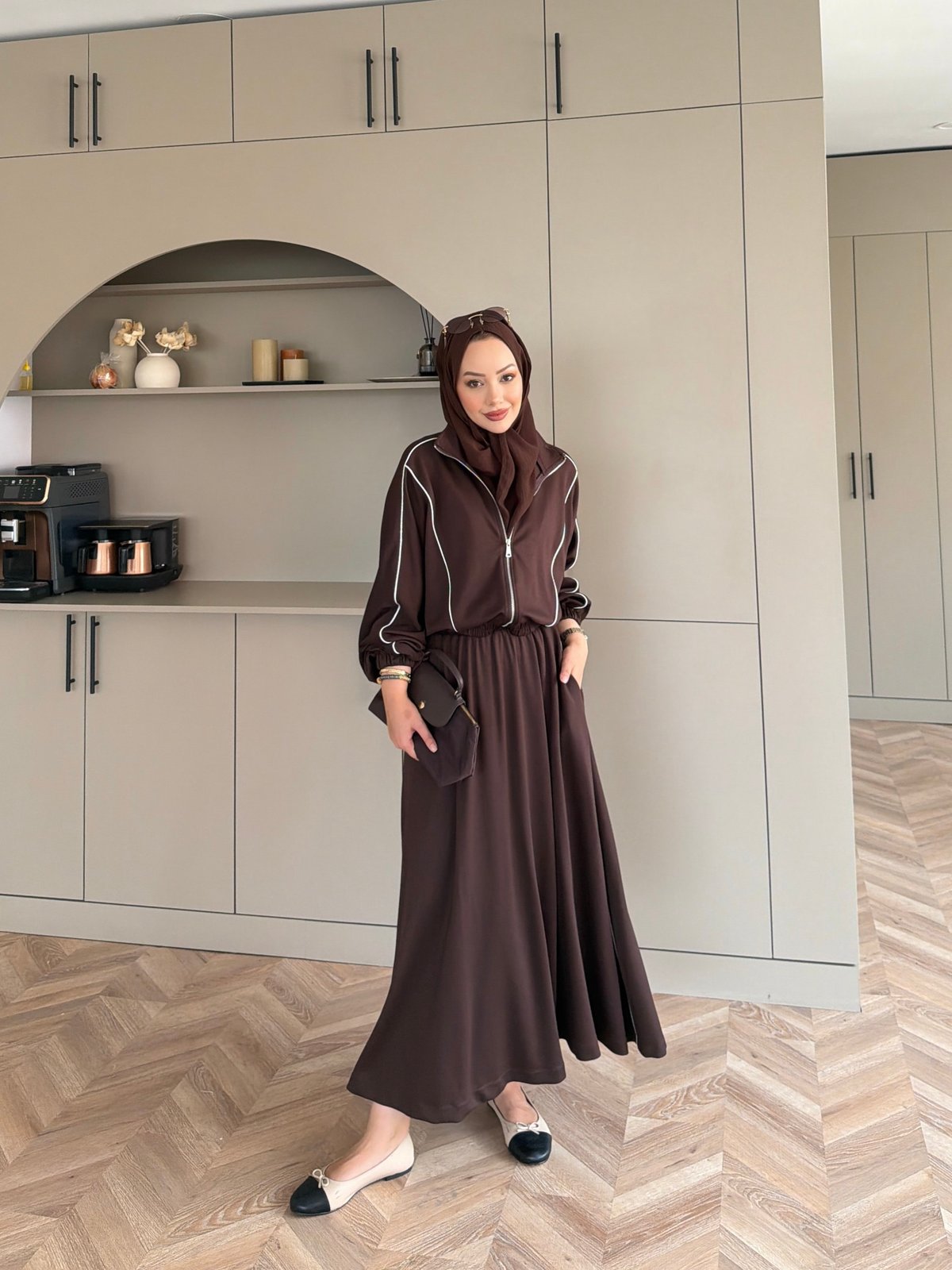 Tiana Oysh Etekli Takım Kahve (4553)