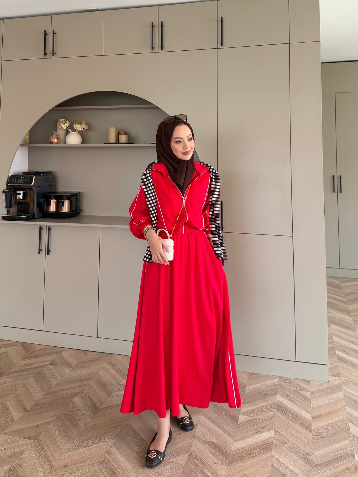 Tiana Oysh Etekli Takım Kırmızı (4553)