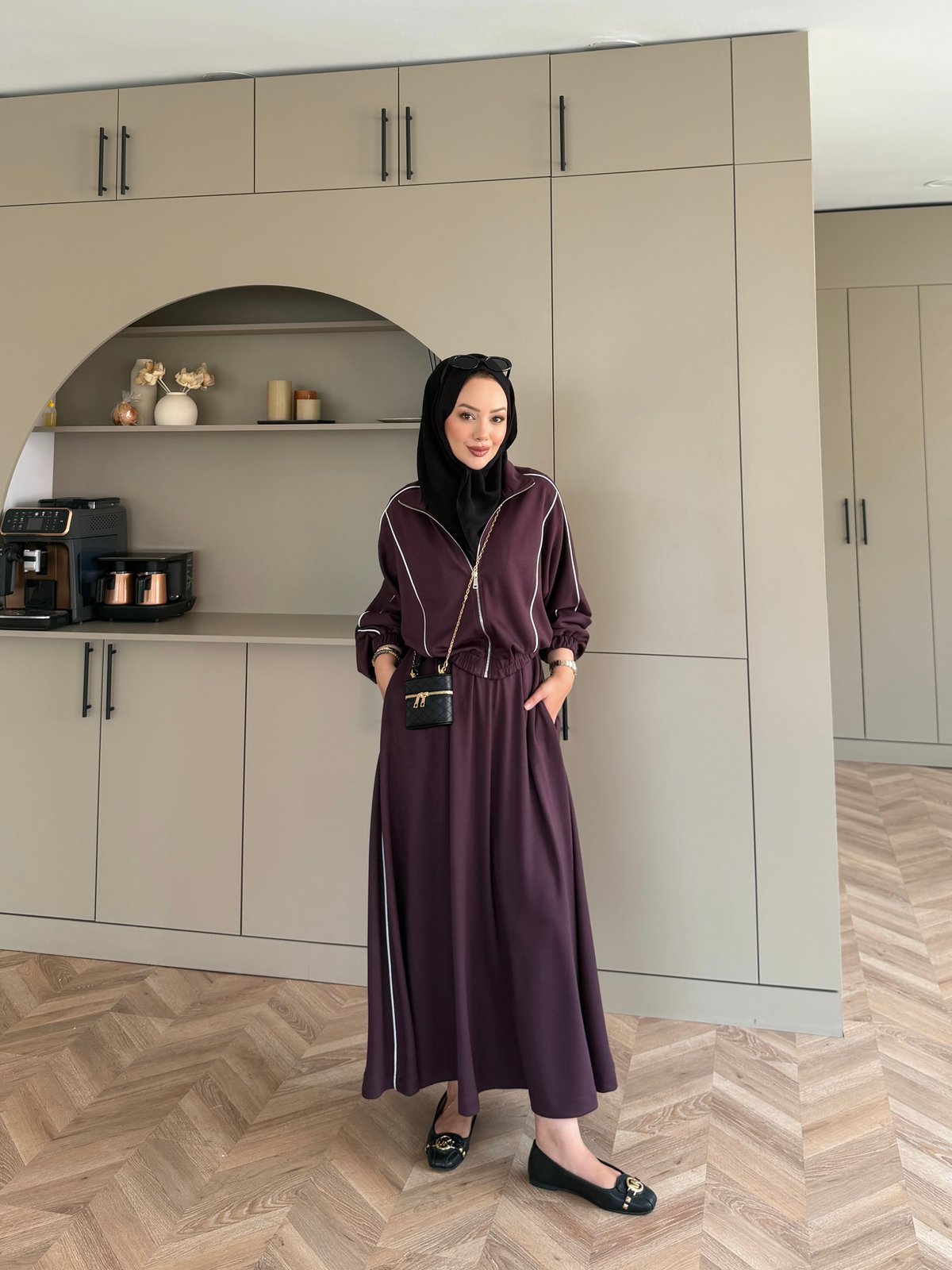 Tiana Oysh Etekli Takım Mürdüm (4553)