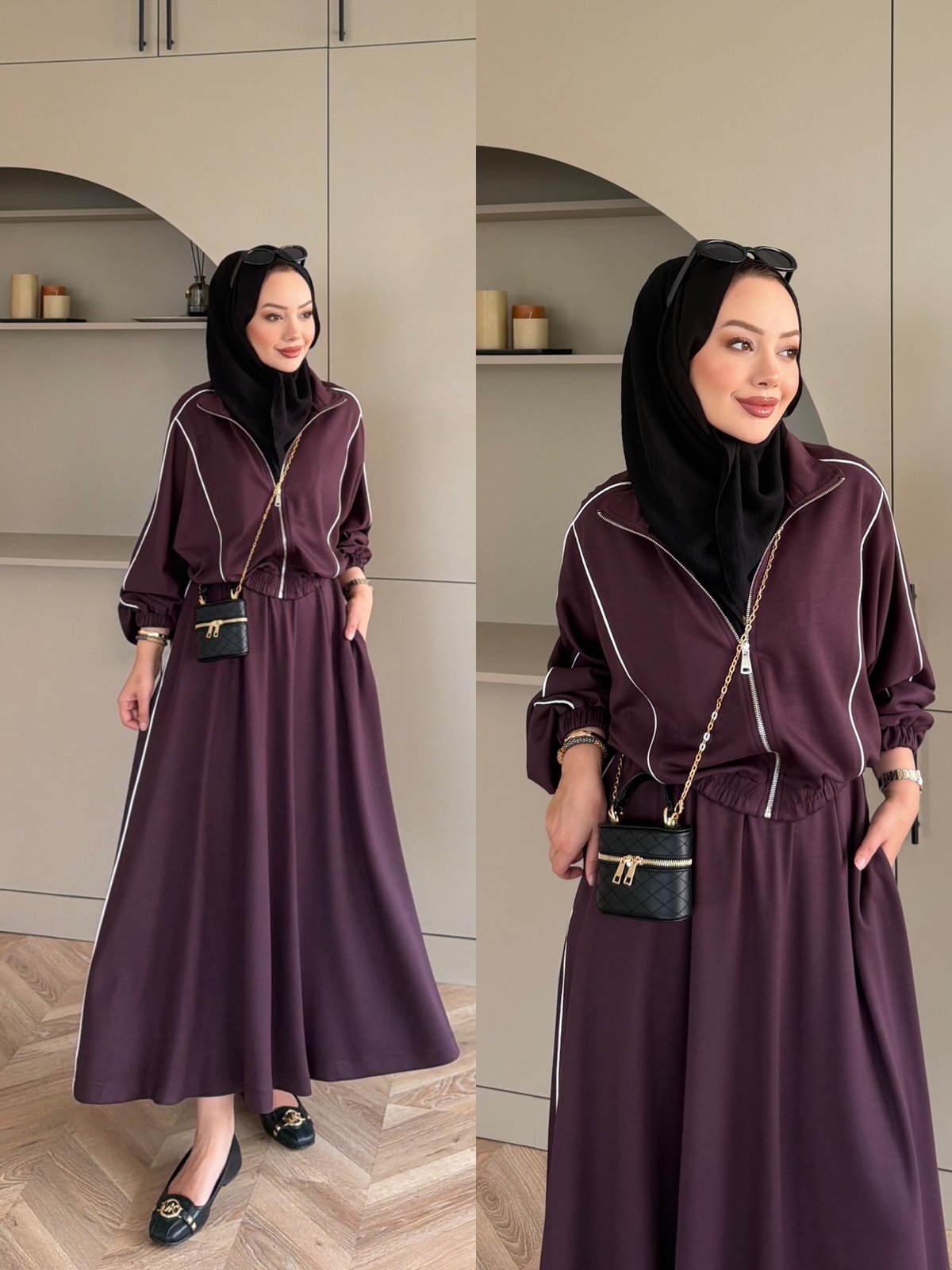 Tiana Oysh Etekli Takım Mürdüm (4553)