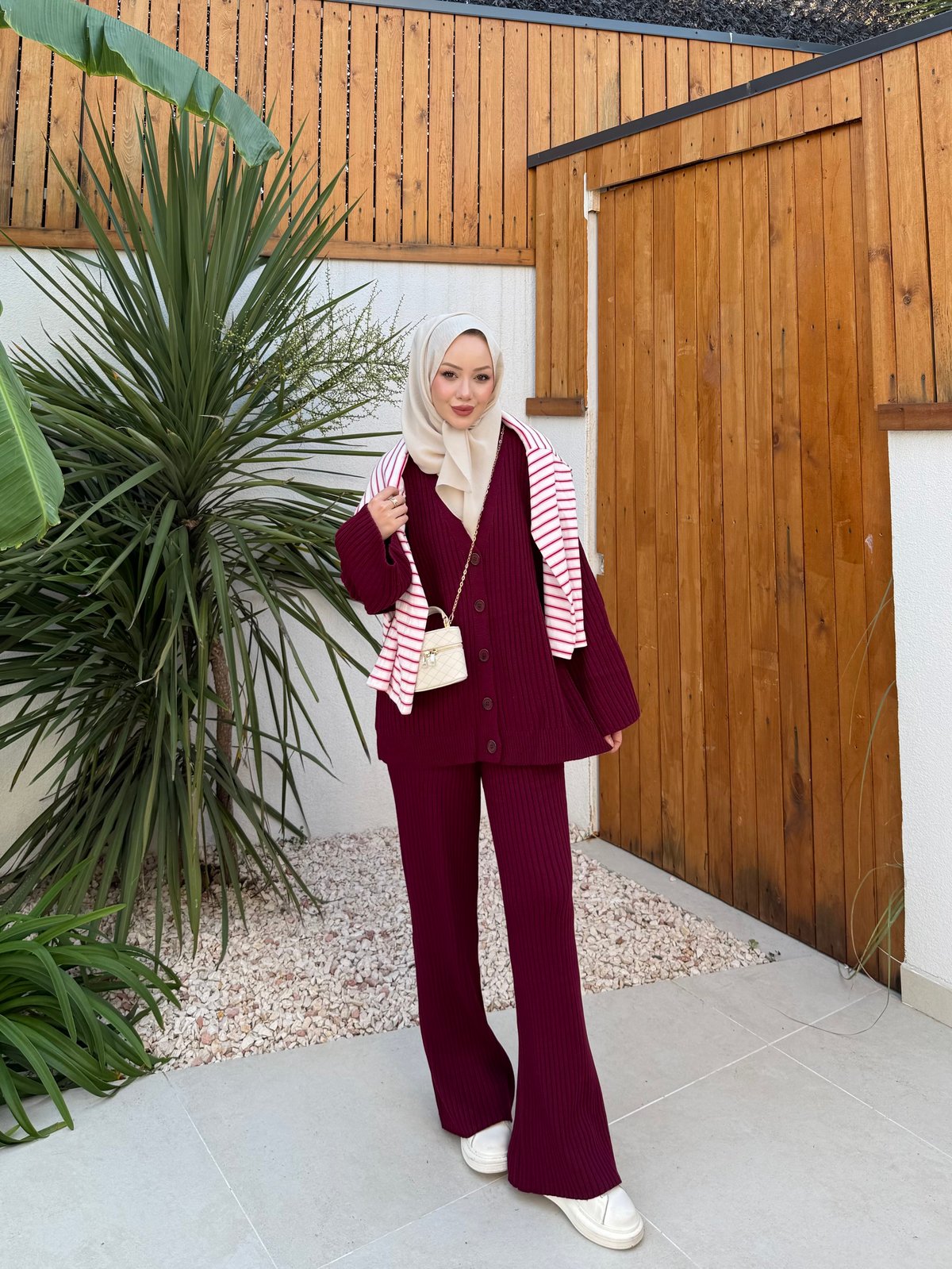 Tisho Fitilli Pantolonlu Takım Bordo (25630)