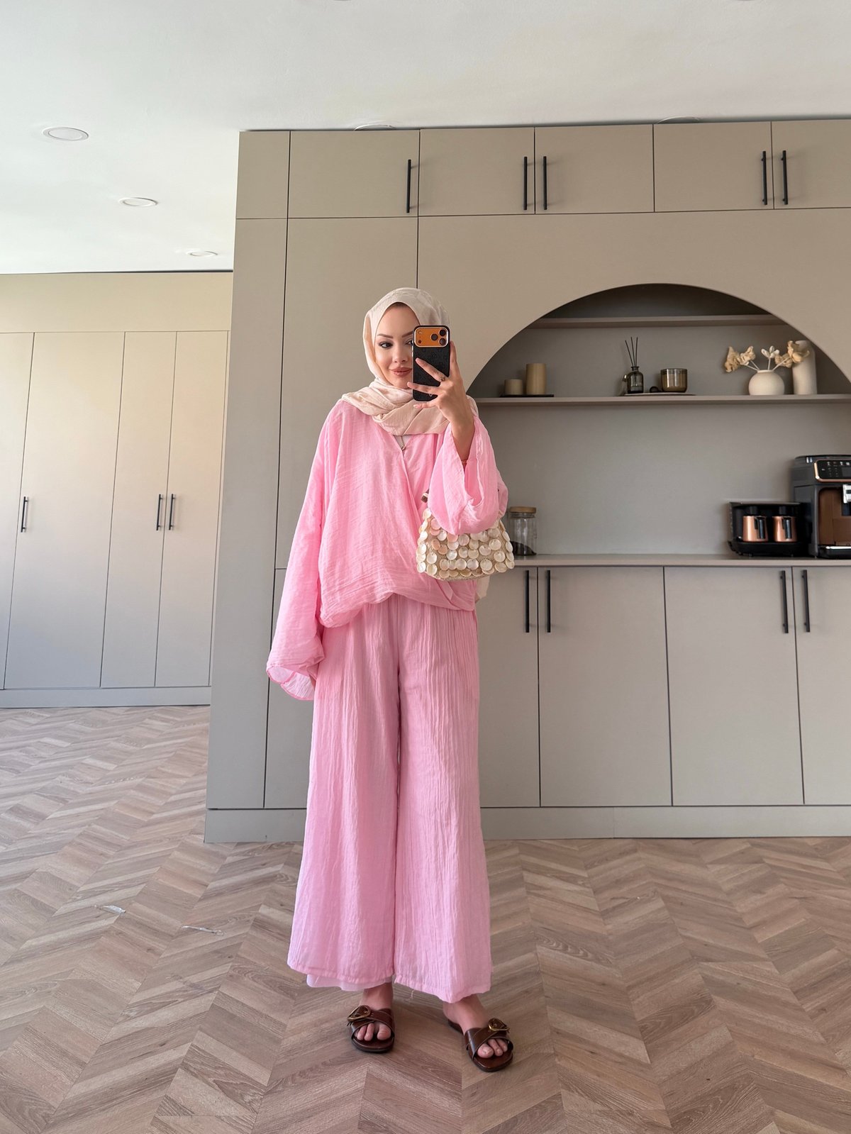 Tiva Yarasa Kol Pantolonlu Takım Pembe (5810)