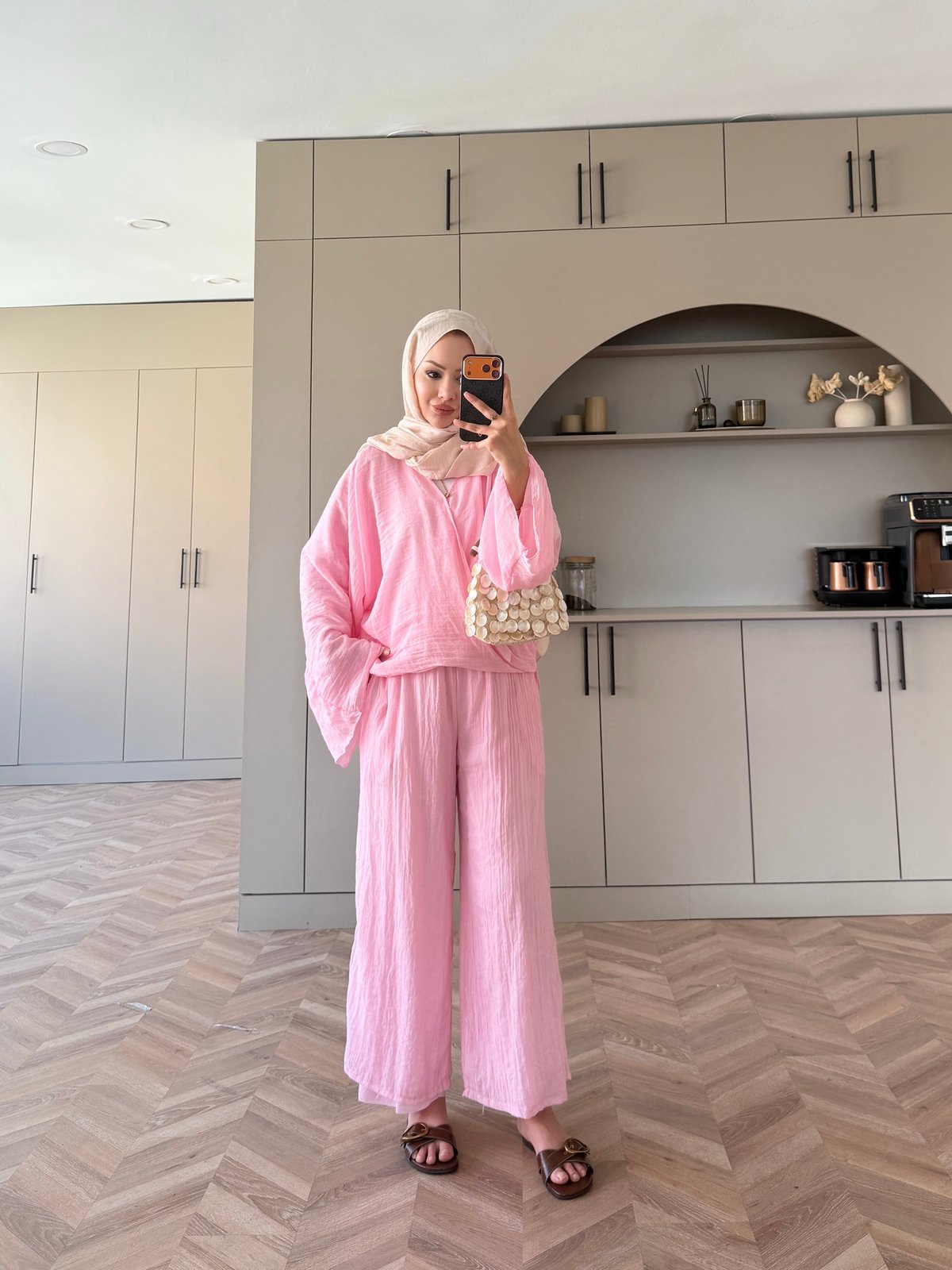 Tiva Yarasa Kol Pantolonlu Takım Pembe (5810)