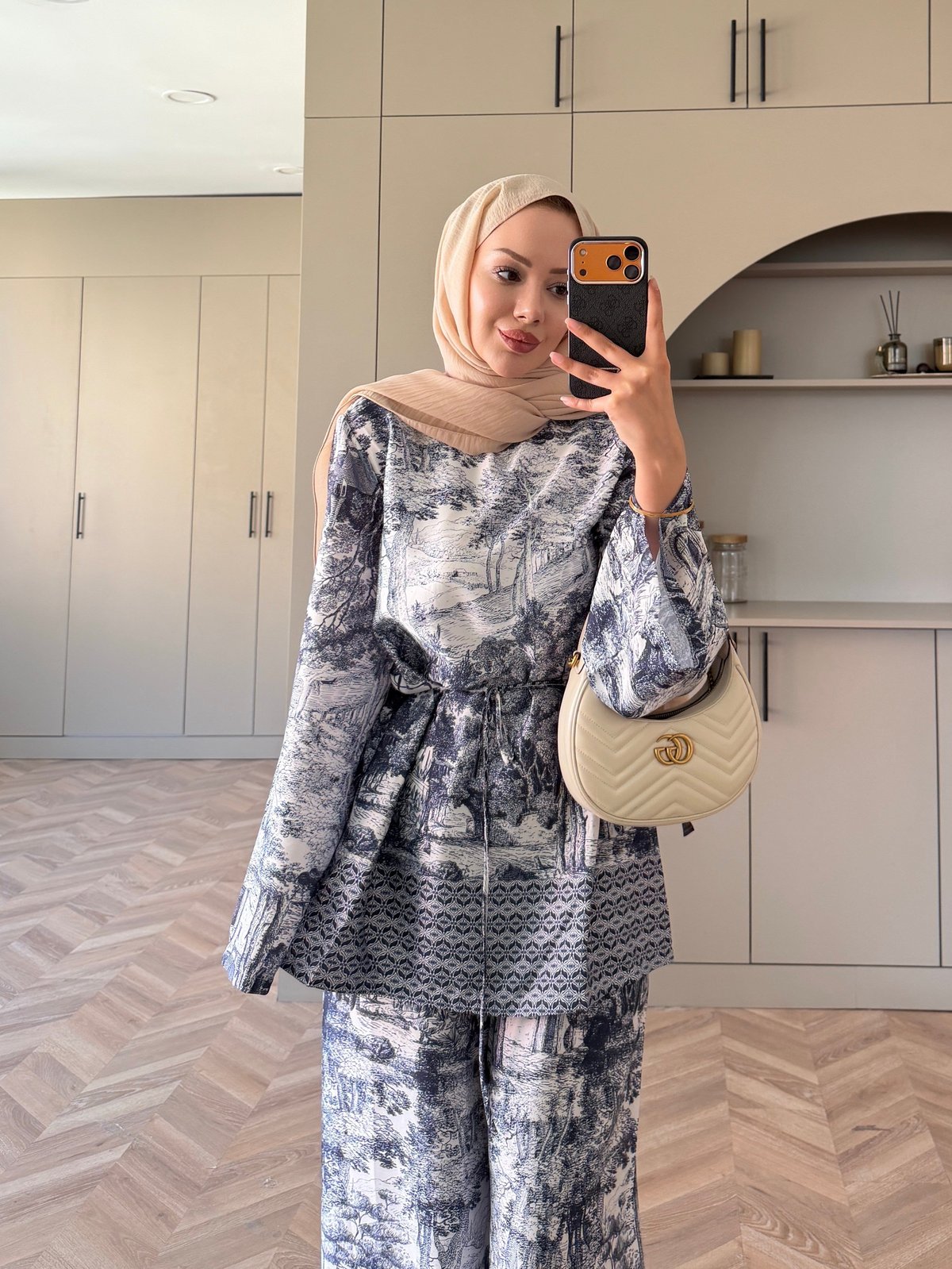 Toile Desenli Pantolonlu Takım Lacivert (4525)
