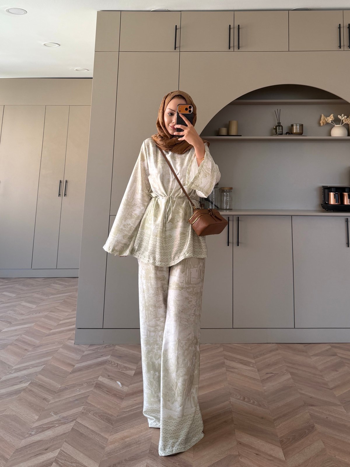 Toile Desenli Pantolonlu Takım Yeşil (4525)
