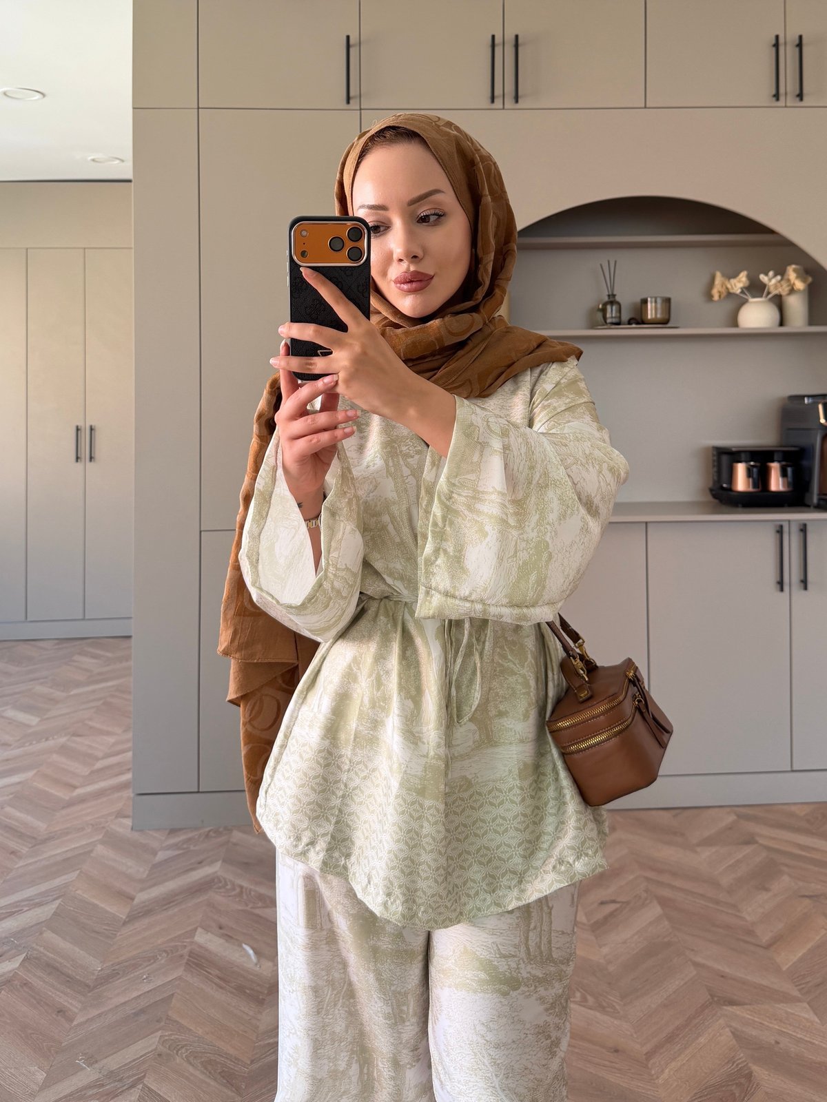 Toile Desenli Pantolonlu Takım Yeşil (4525)