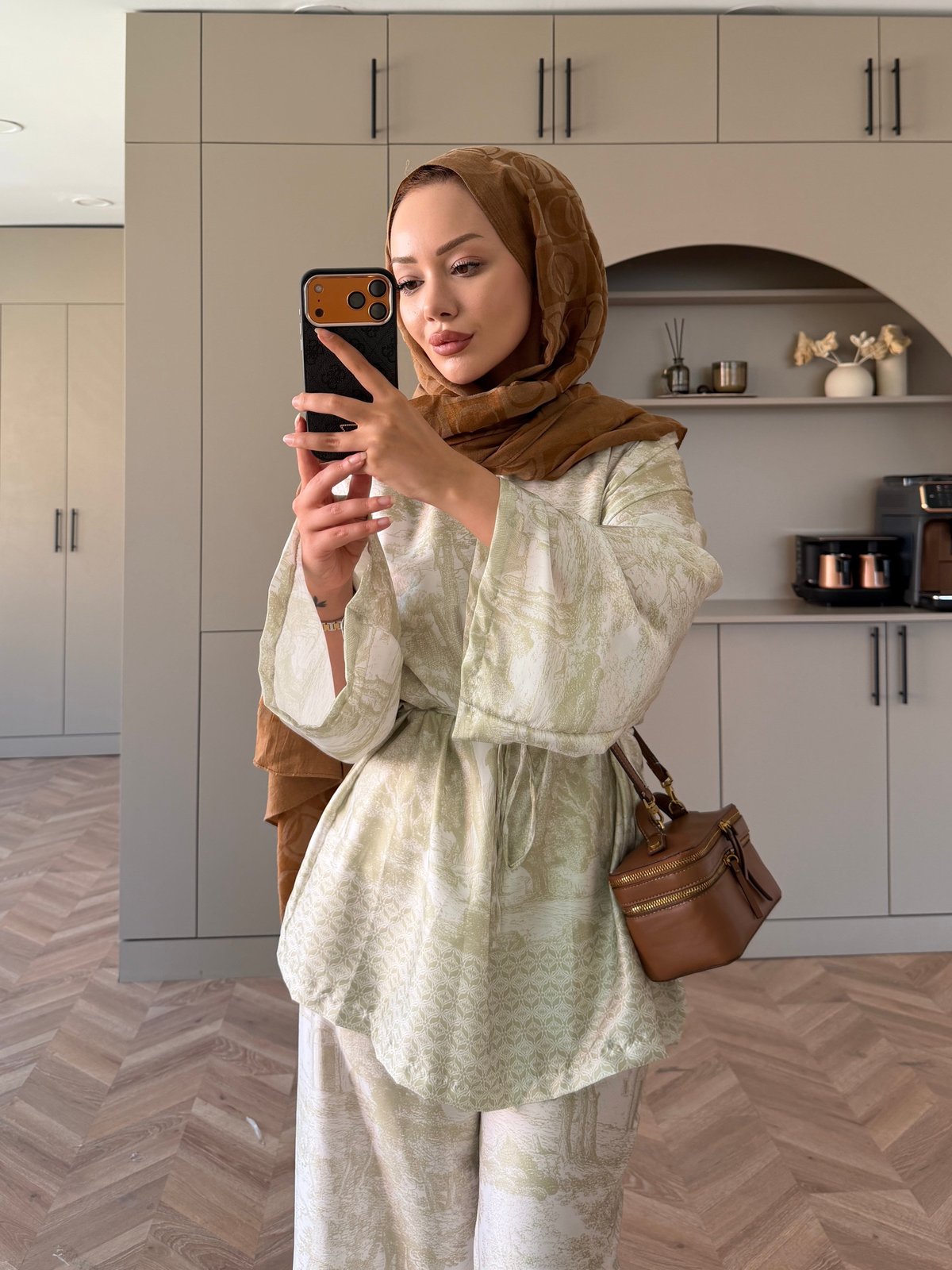Toile Desenli Pantolonlu Takım Yeşil (4525)