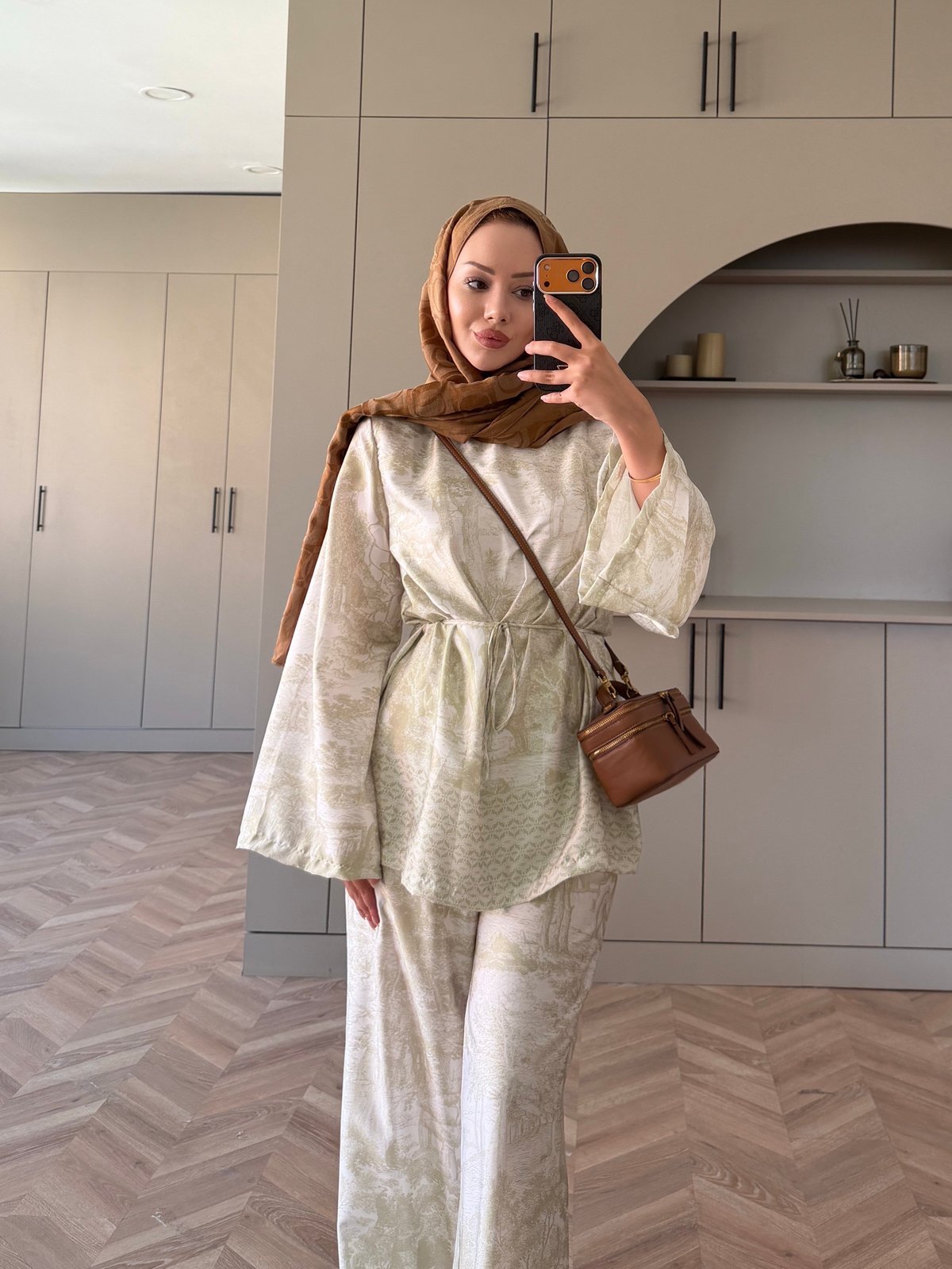 Toile Desenli Pantolonlu Takım Yeşil (4525)