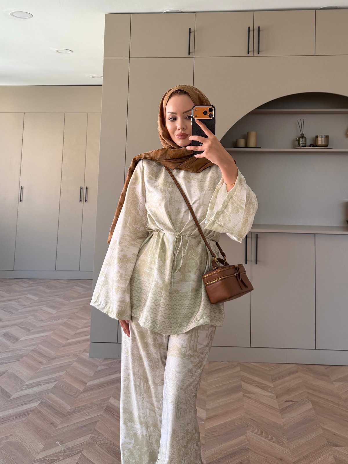 Toile Desenli Pantolonlu Takım Yeşil (4525)