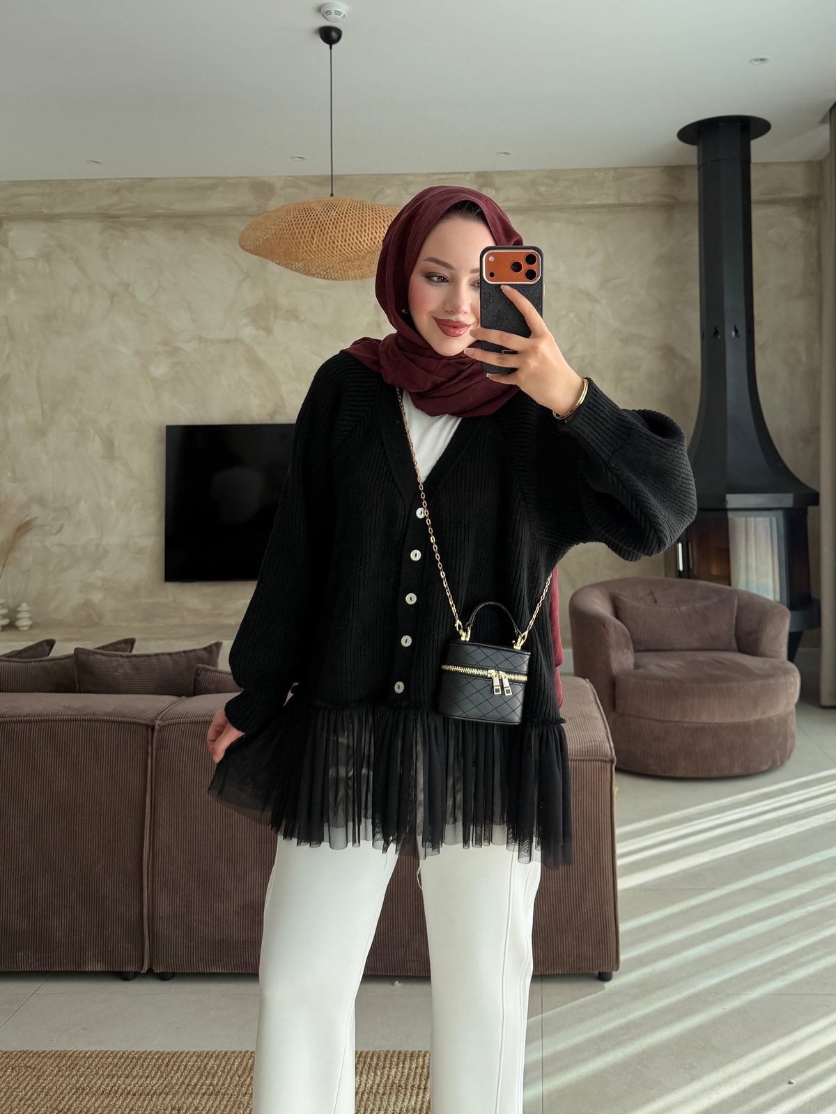 Tüllü Hırka Siyah (1101)