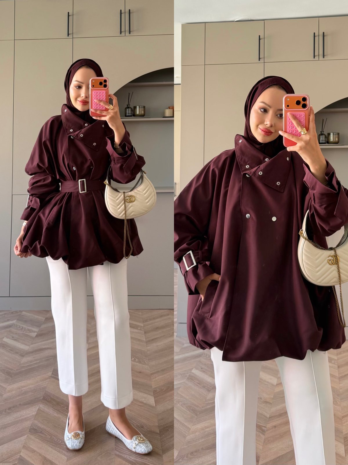 Tuya Çıtçıtlı Bomber Ceket Bordo (4568)