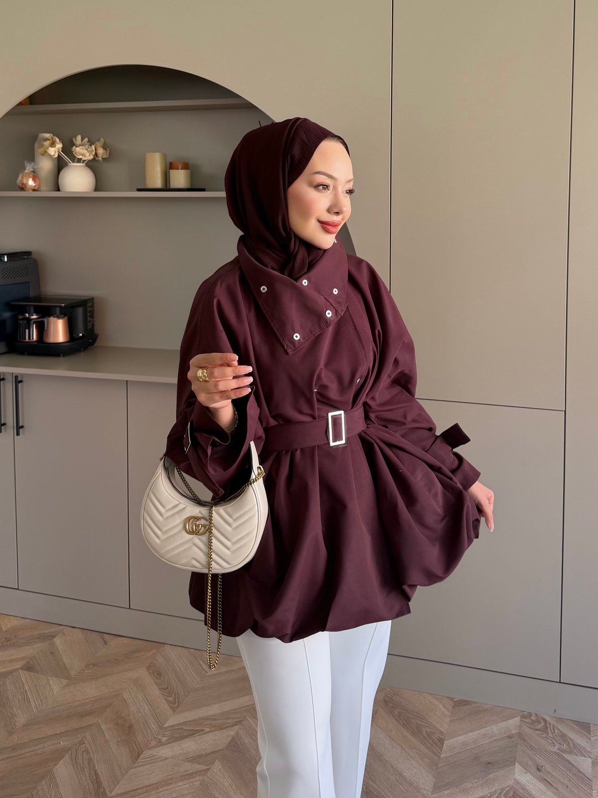 Tuya Çıtçıtlı Bomber Ceket Bordo (4568)