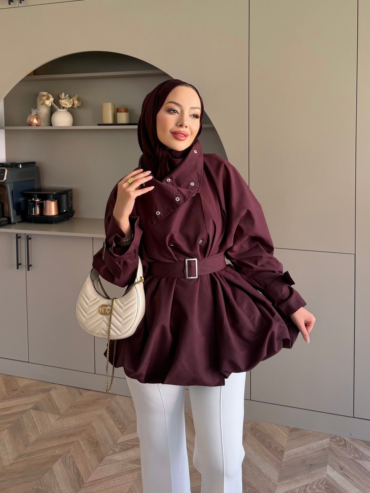 Tuya Çıtçıtlı Bomber Ceket Bordo (4568)
