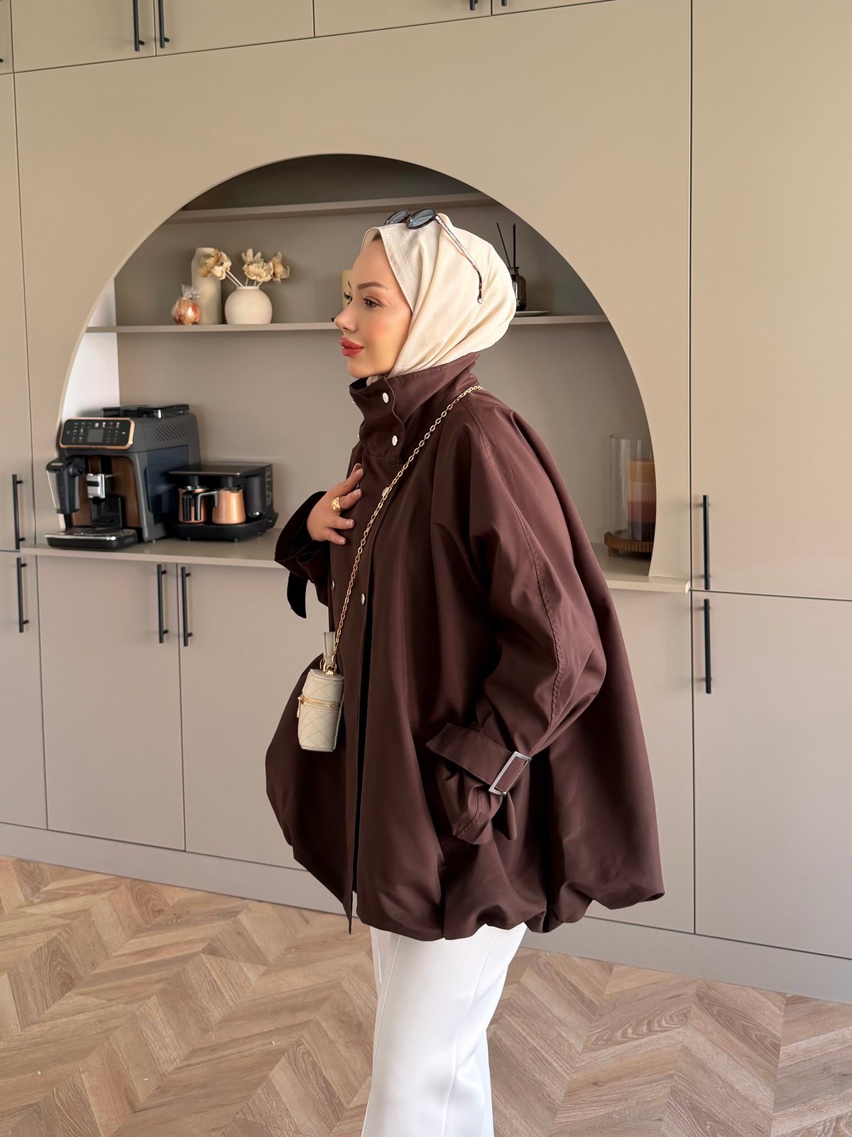 Tuya Çıtçıtlı Bomber Ceket Kahve (4568)
