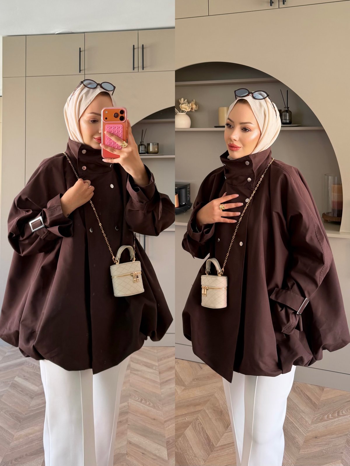 Tuya Çıtçıtlı Bomber Ceket Kahve (4568)