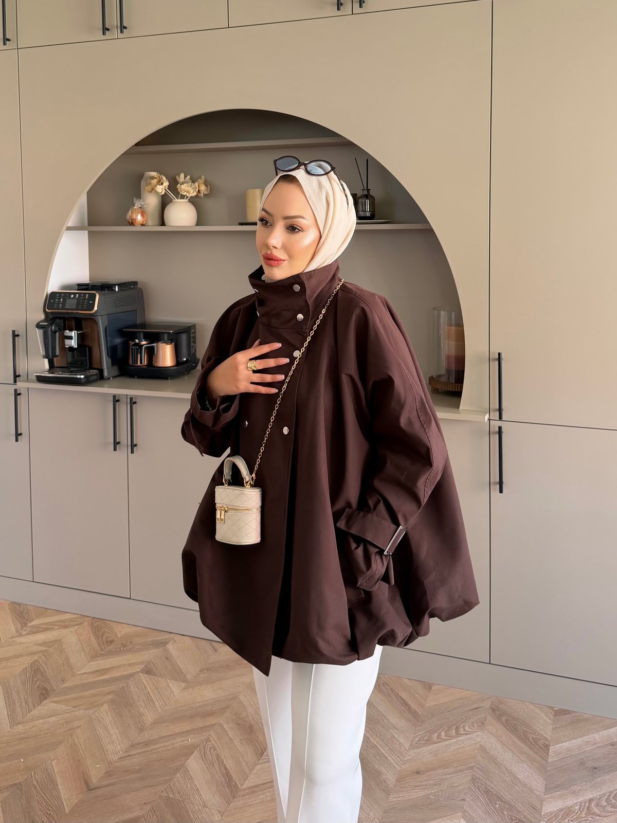 Tuya Çıtçıtlı Bomber Ceket Kahve (4568)