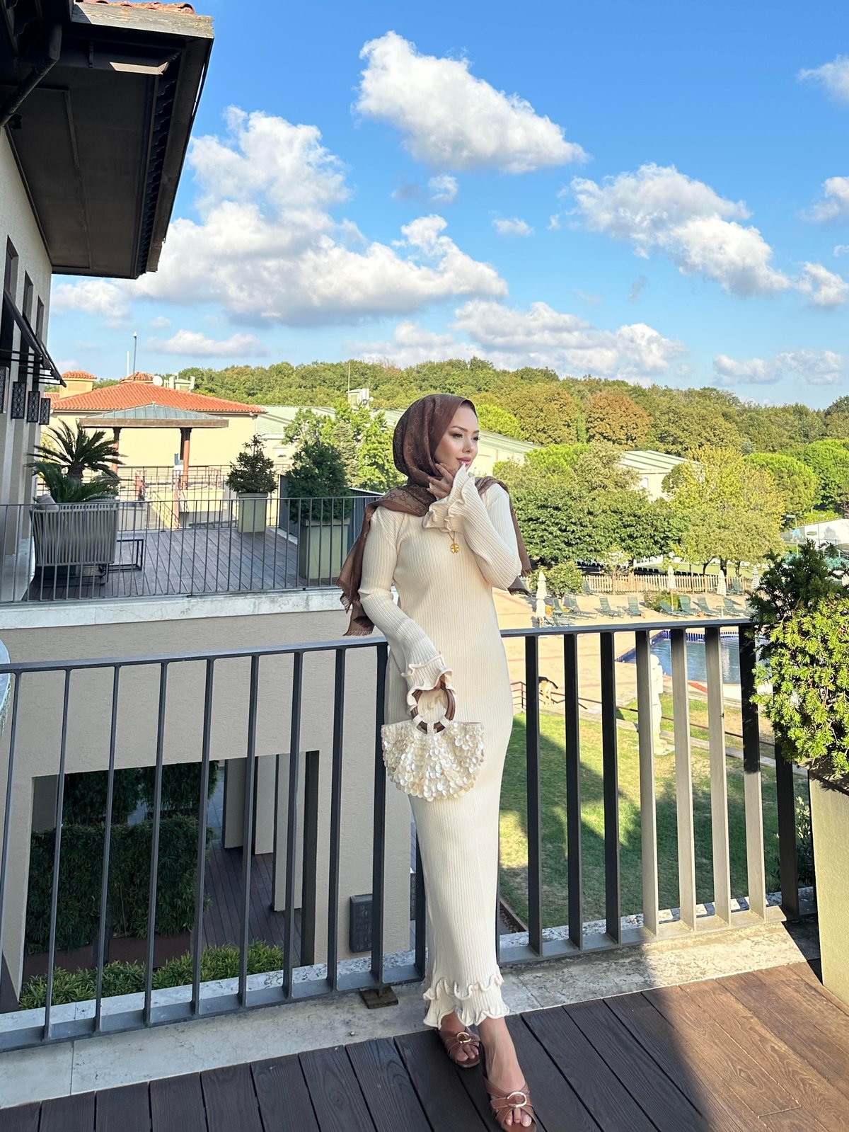 Vanora Triko Elbise Bej