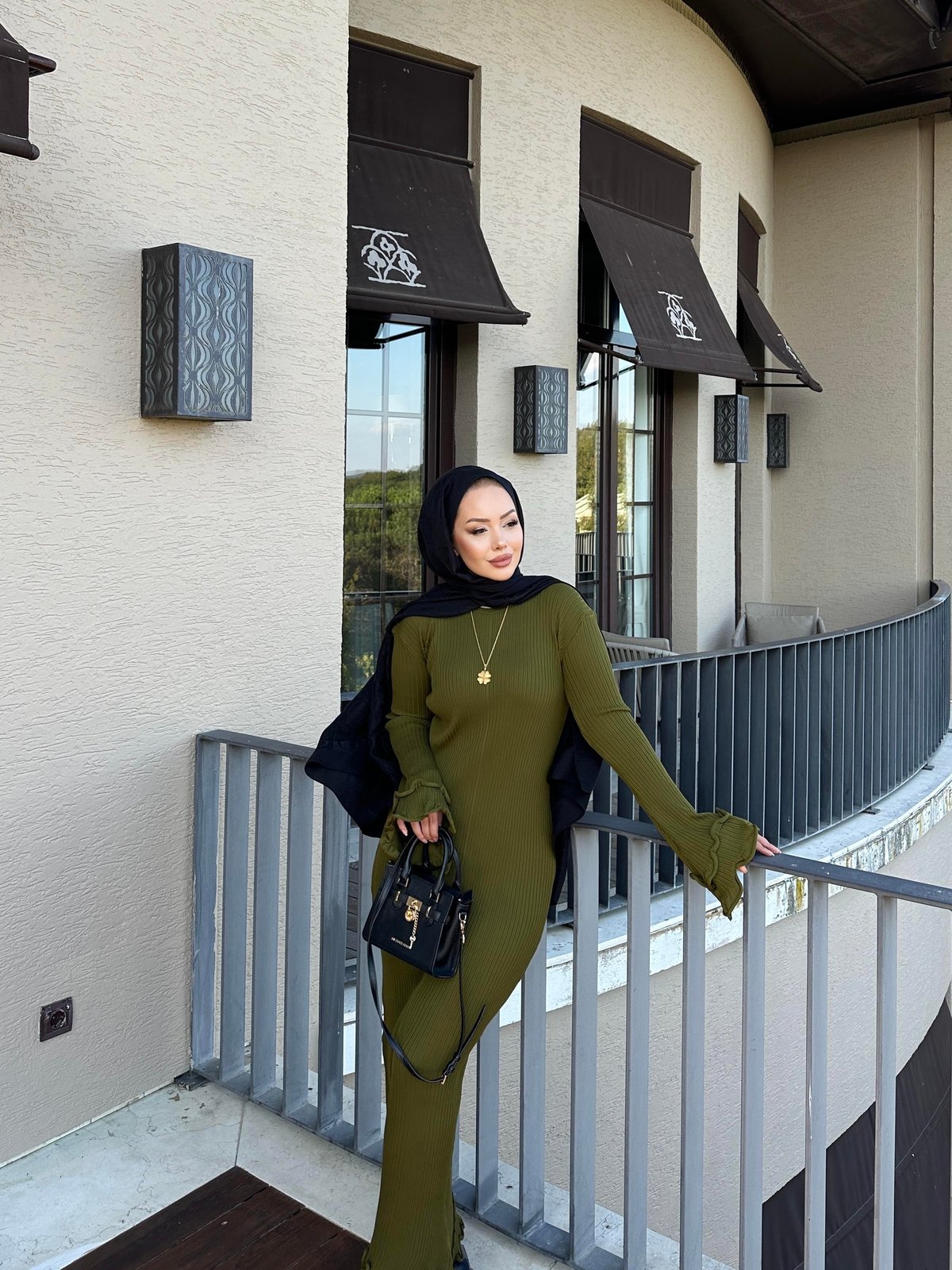 Vanora Triko Elbise Haki