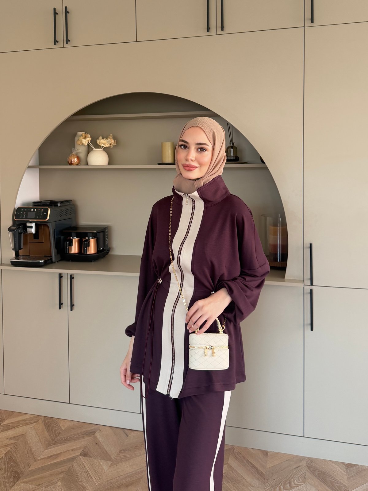 Vega Şerit Detaylı Dik Yaka Oysh Takım Mürdüm (2380)