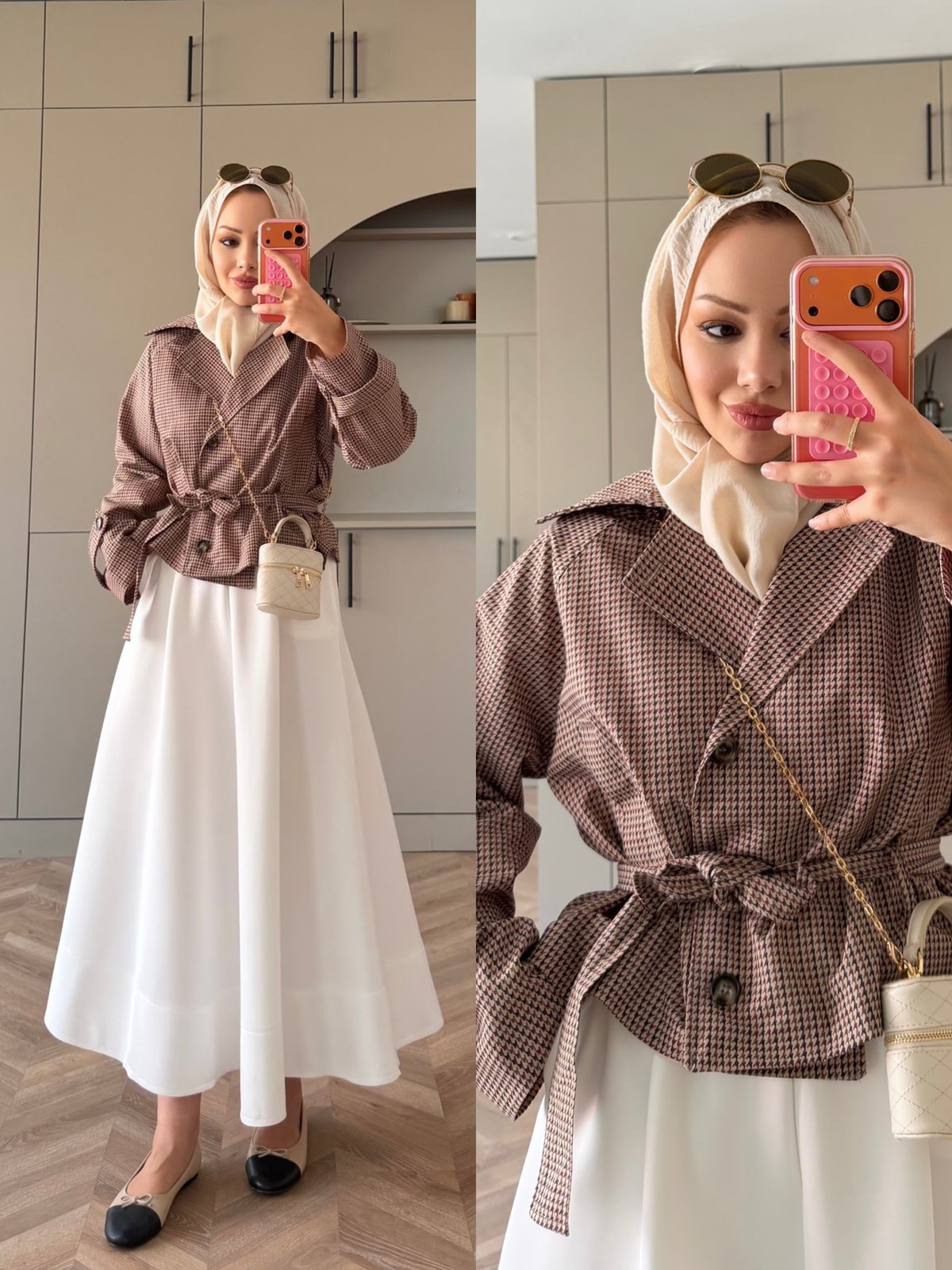 Vesta Kareli Kısa Trenç Bordo (0065)