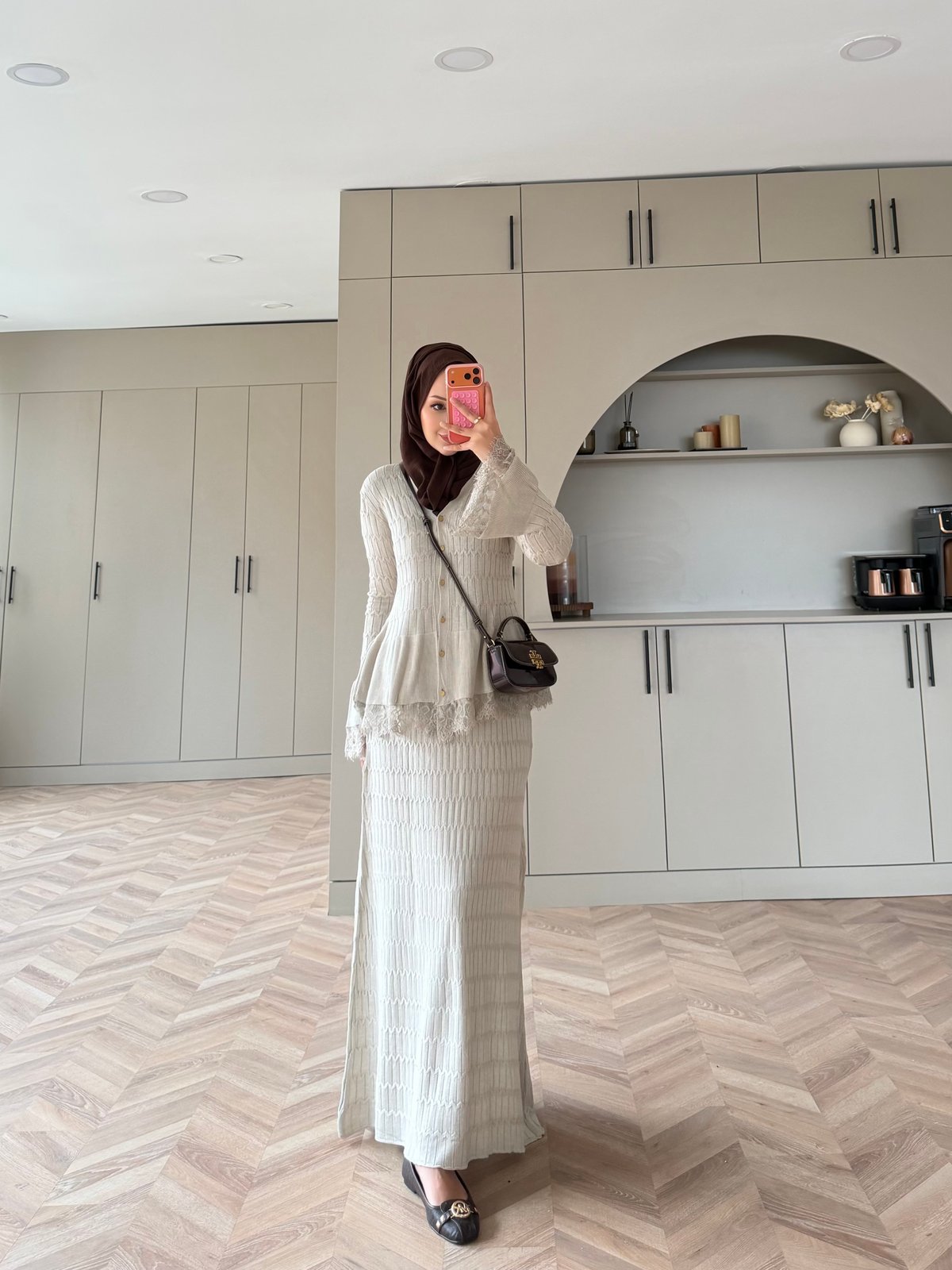 Viona Örme Dantel Detaylı Etekli Takım Bej (4021)