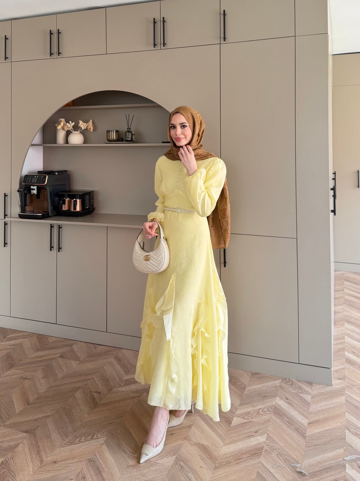 Visal Fırfırlı Elbise ButterYellow (26173)